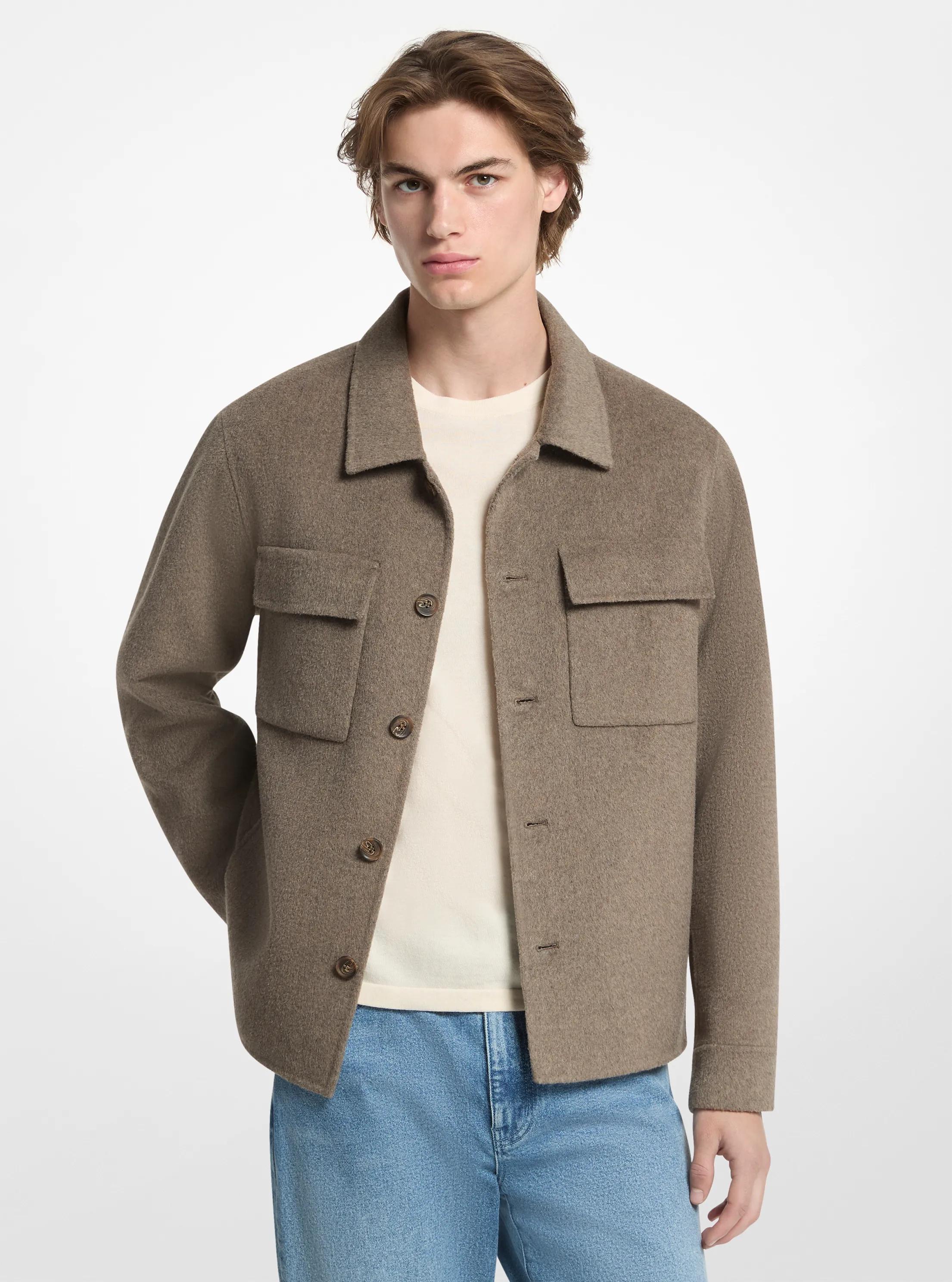 Joshua Wool Blend Shirt Jacket in LIGHT SAND | Michael Kors