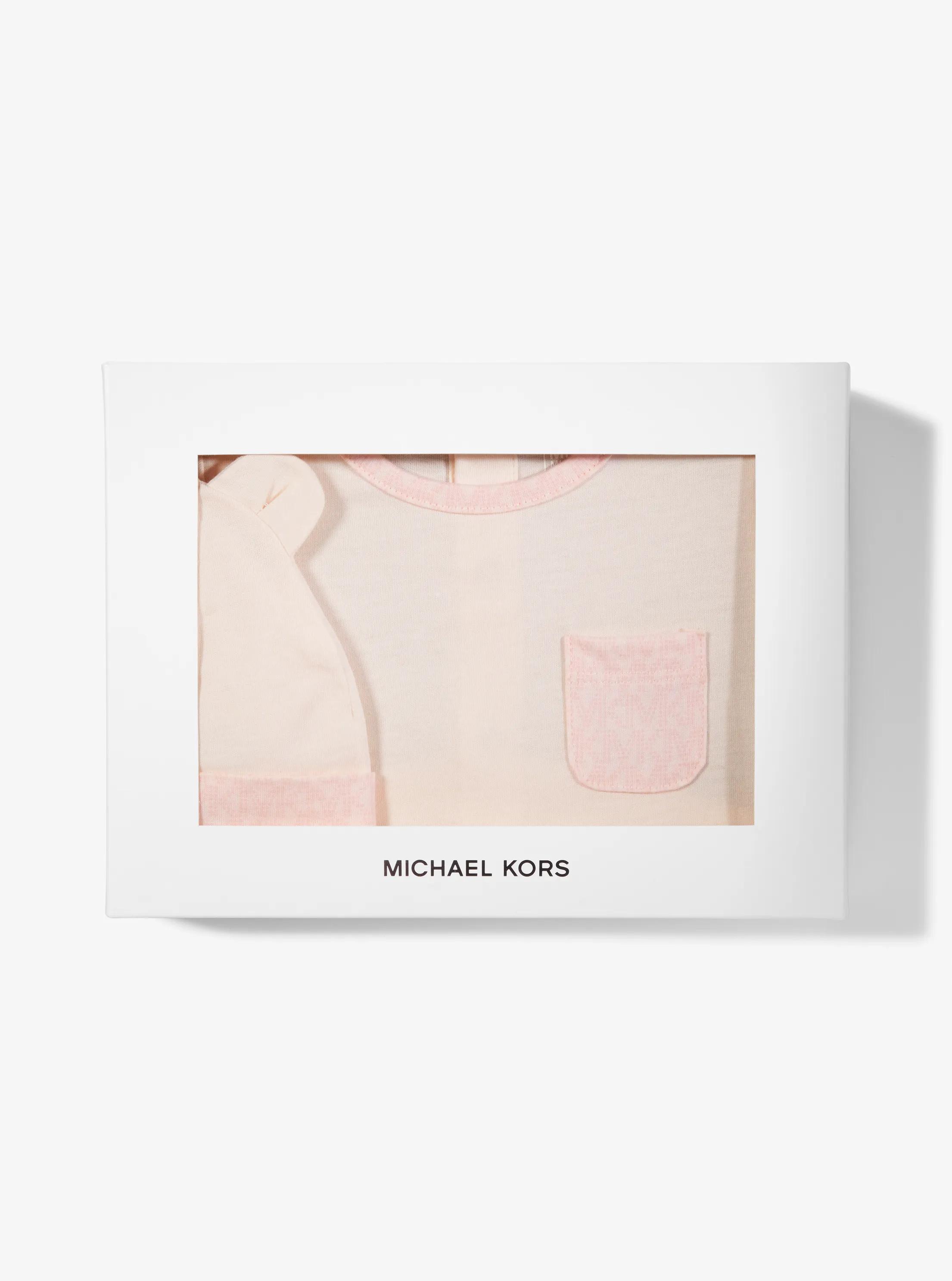 Cotton Onesie and Hat Baby Set in PALE PINK | Michael Kors