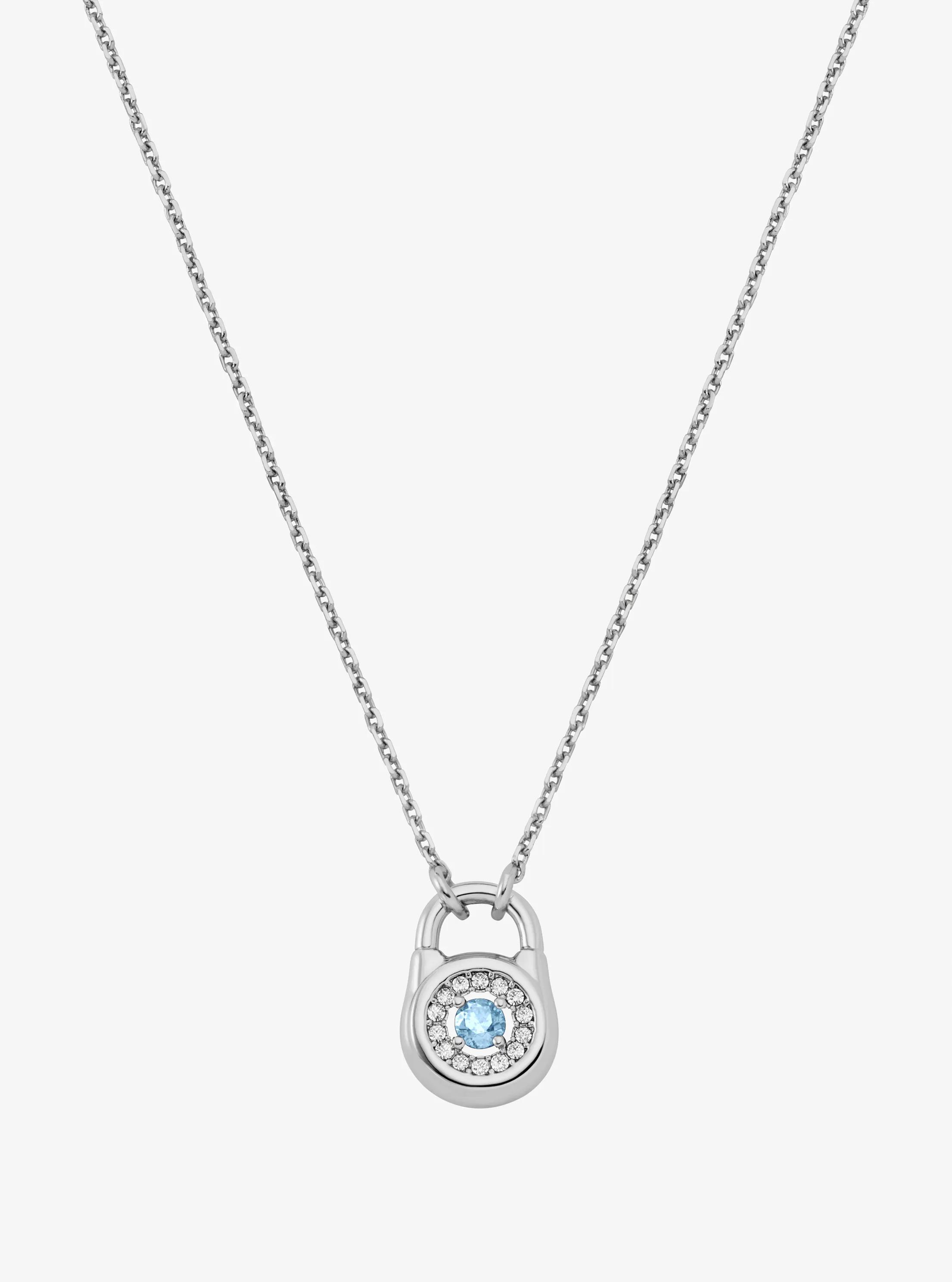 Pav&eacute; Lock Necklace in SILVER | Michael Kors