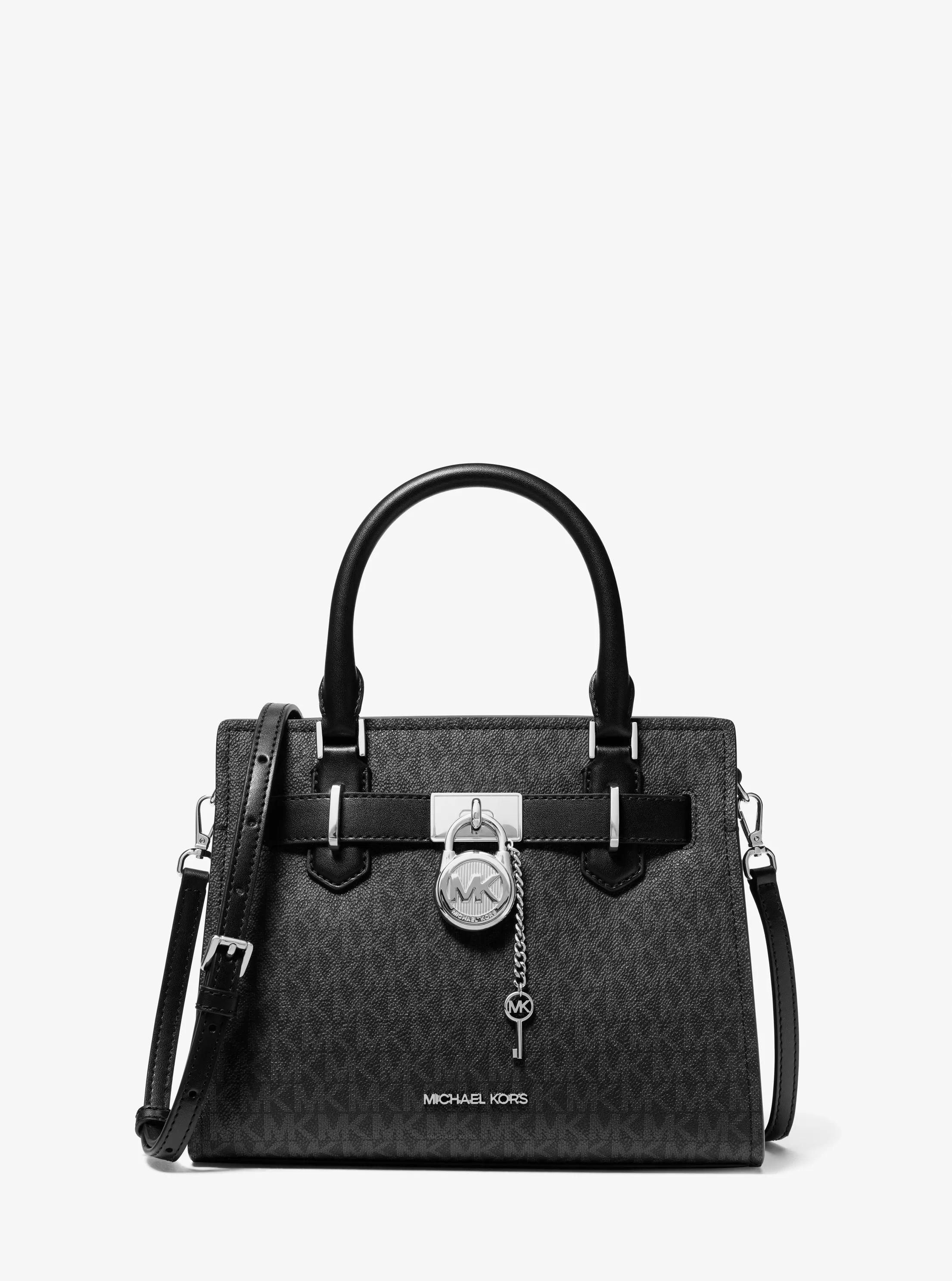 Landon Small Signature Logo Satchel in BLACK | Michael Kors