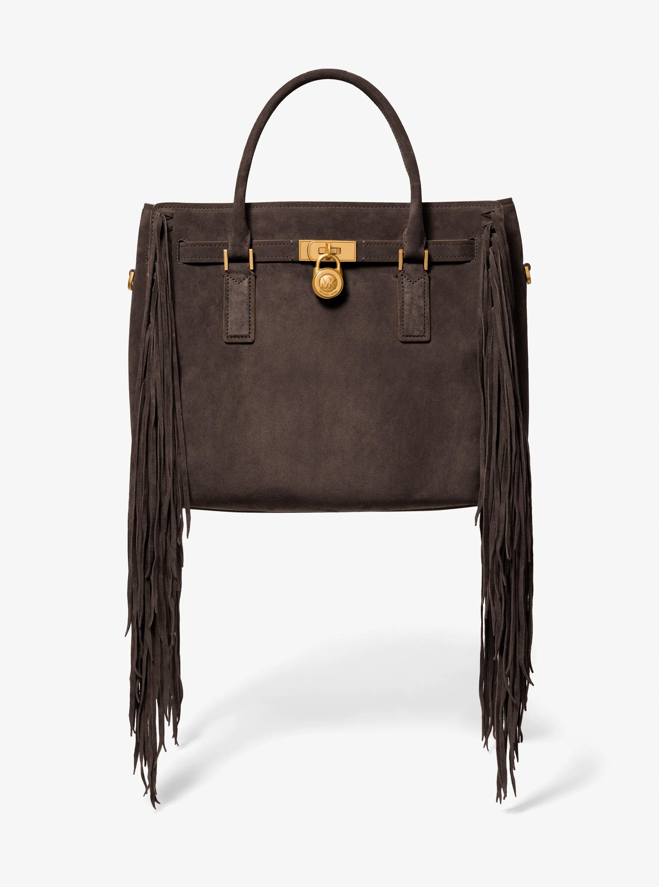 MK Grand sac Hamilton Moderne en daim à franges - Marron - Michael Kors