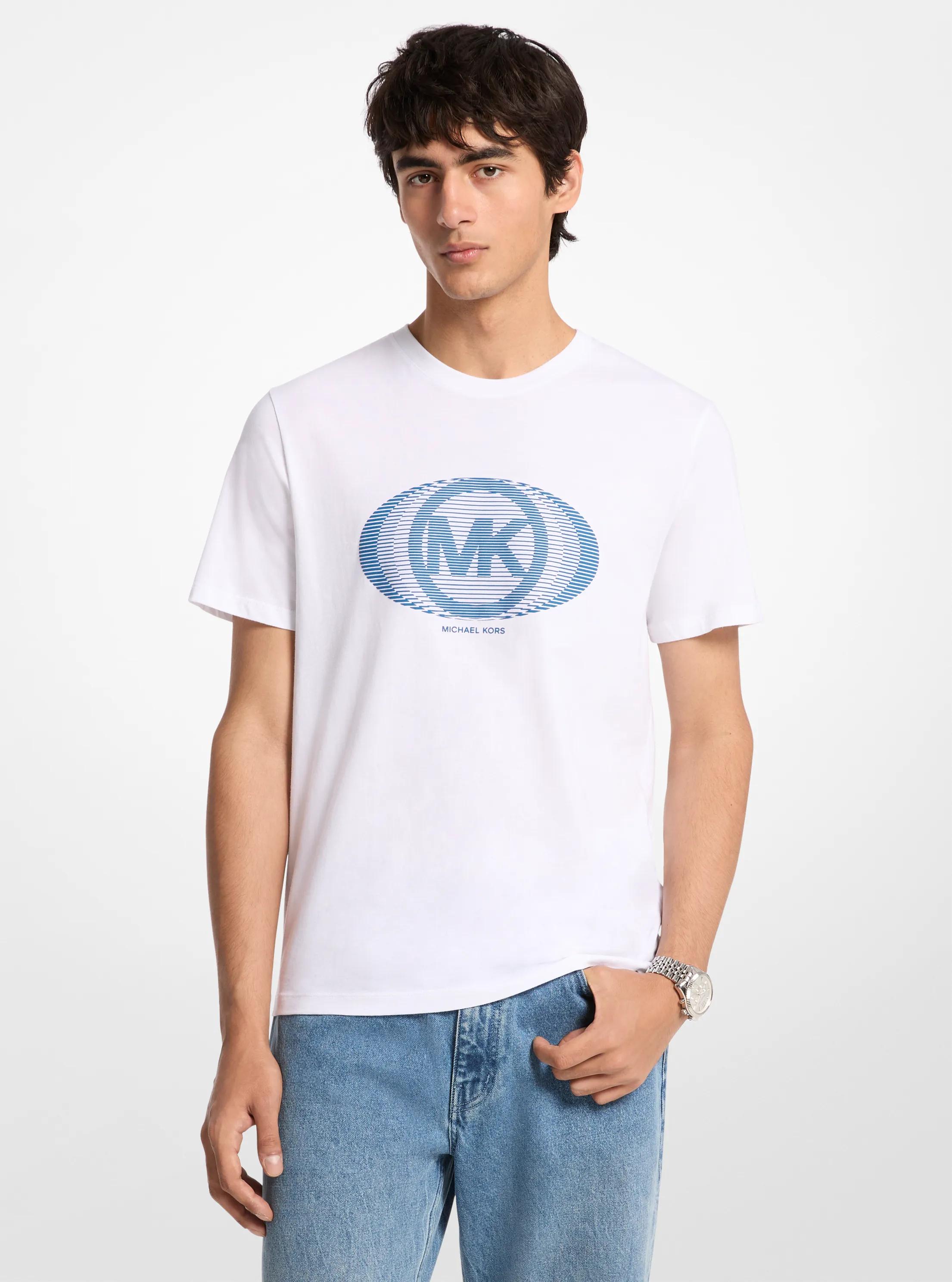 T-shirt en coton &agrave; logo graphique in BLANC | Michael Kors