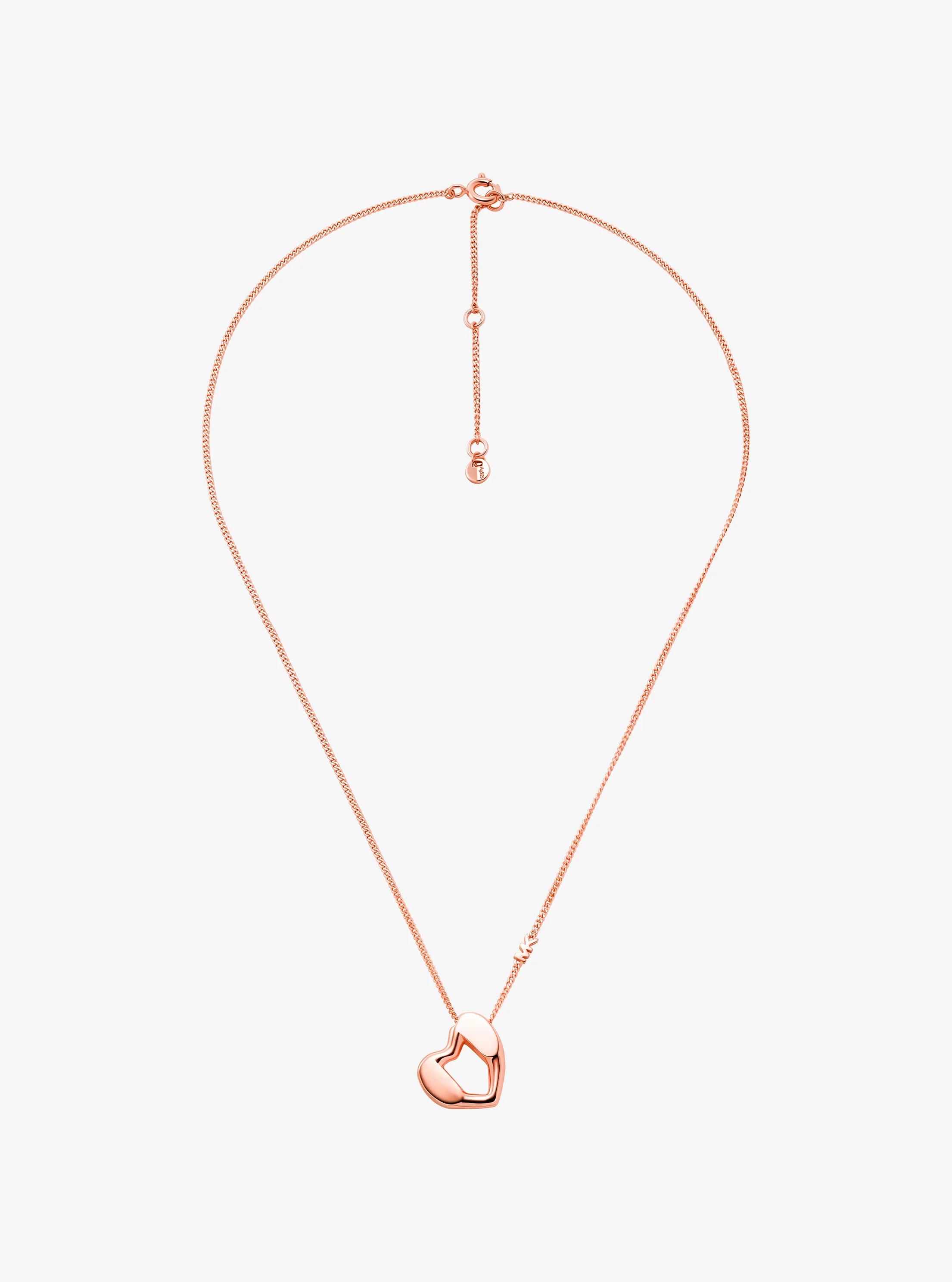 Precious Metal-Plated Sterling Silver Heart Pendant Necklace in ROSE GOLD | Michael Kors