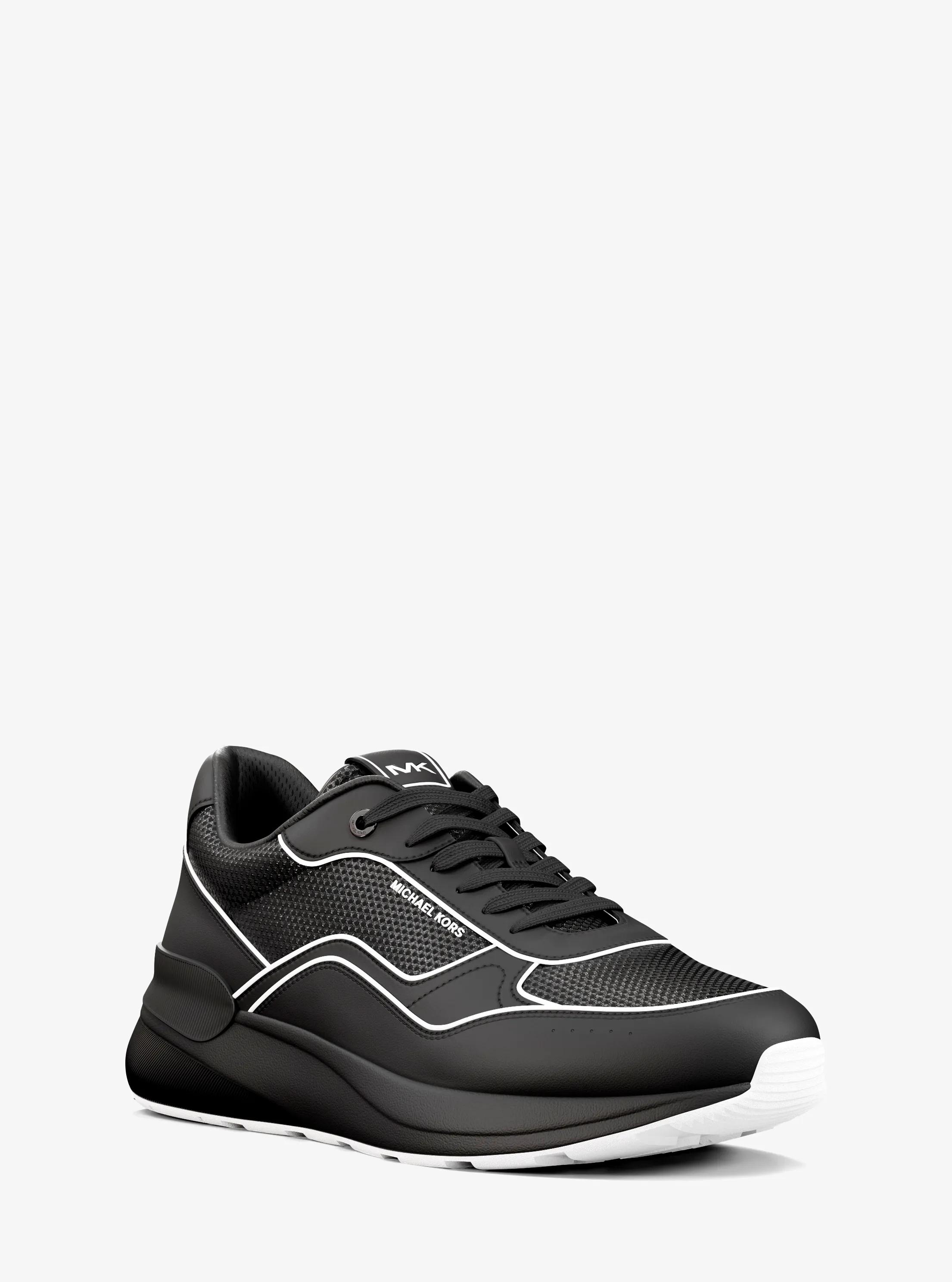 Trevor Leather and Mesh Trainer in BLACK/WHITE | Michael Kors