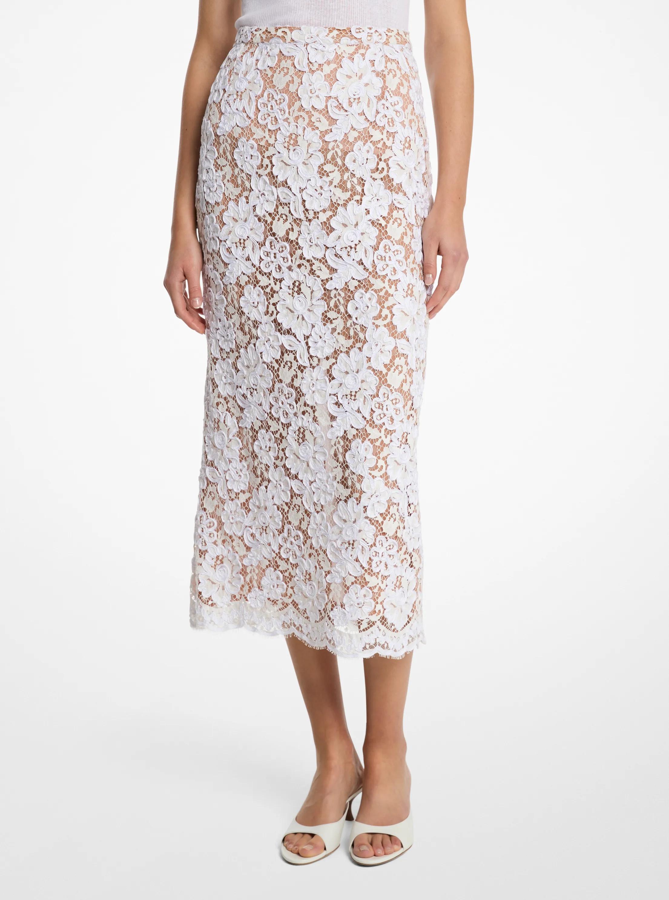 Soutache Lace Pencil Skirt in OPTIC WHITE | Michael Kors