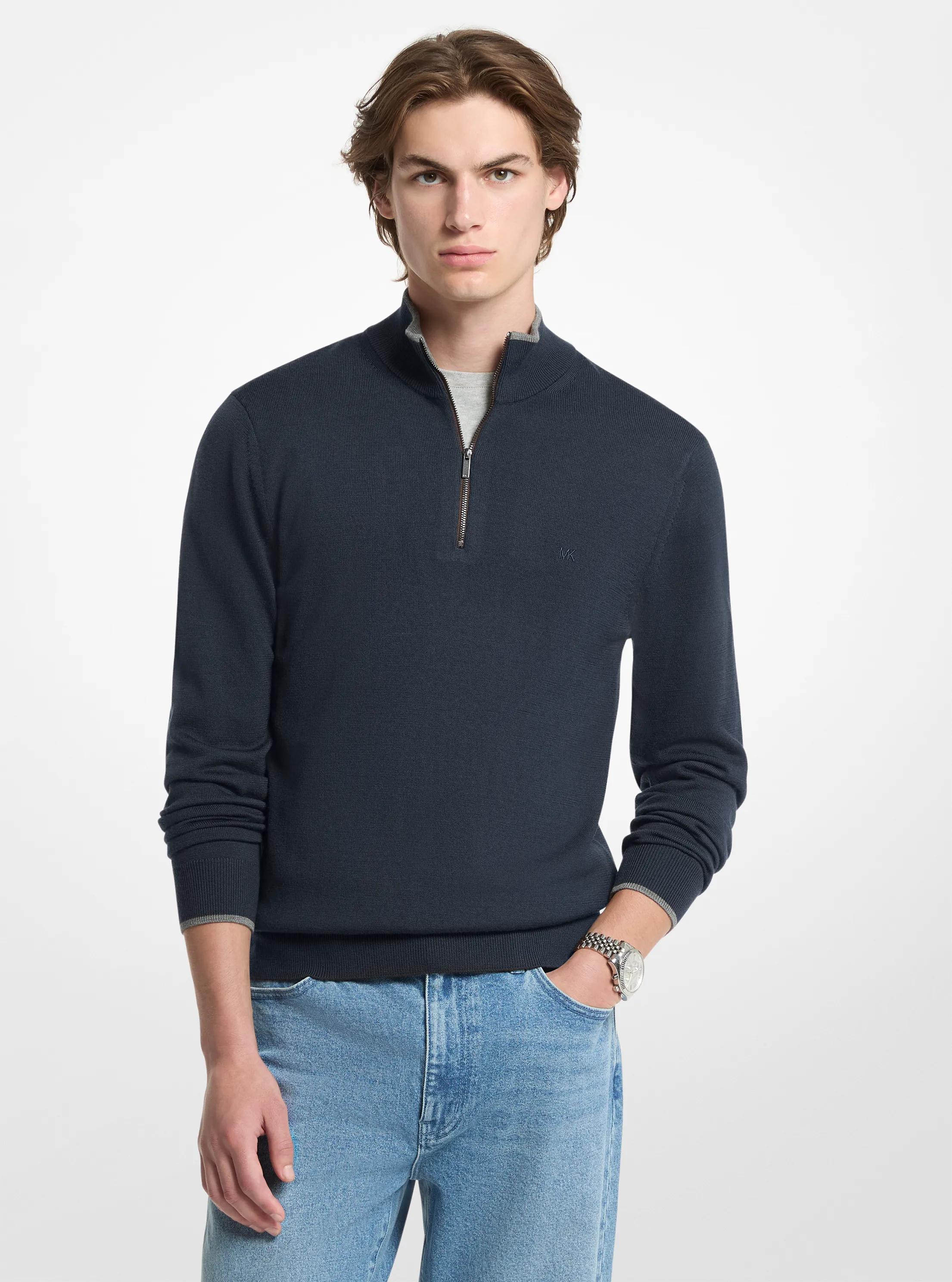 Wool Half-Zip Sweater in MIDNIGHT | Michael Kors