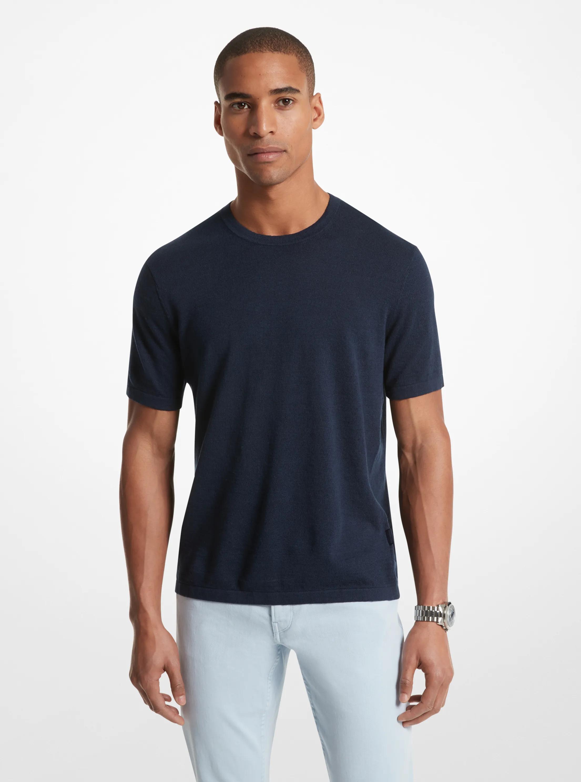 T-shirt en m&eacute;lange de lin in BLEU DE MINUIT | Michael Kors
