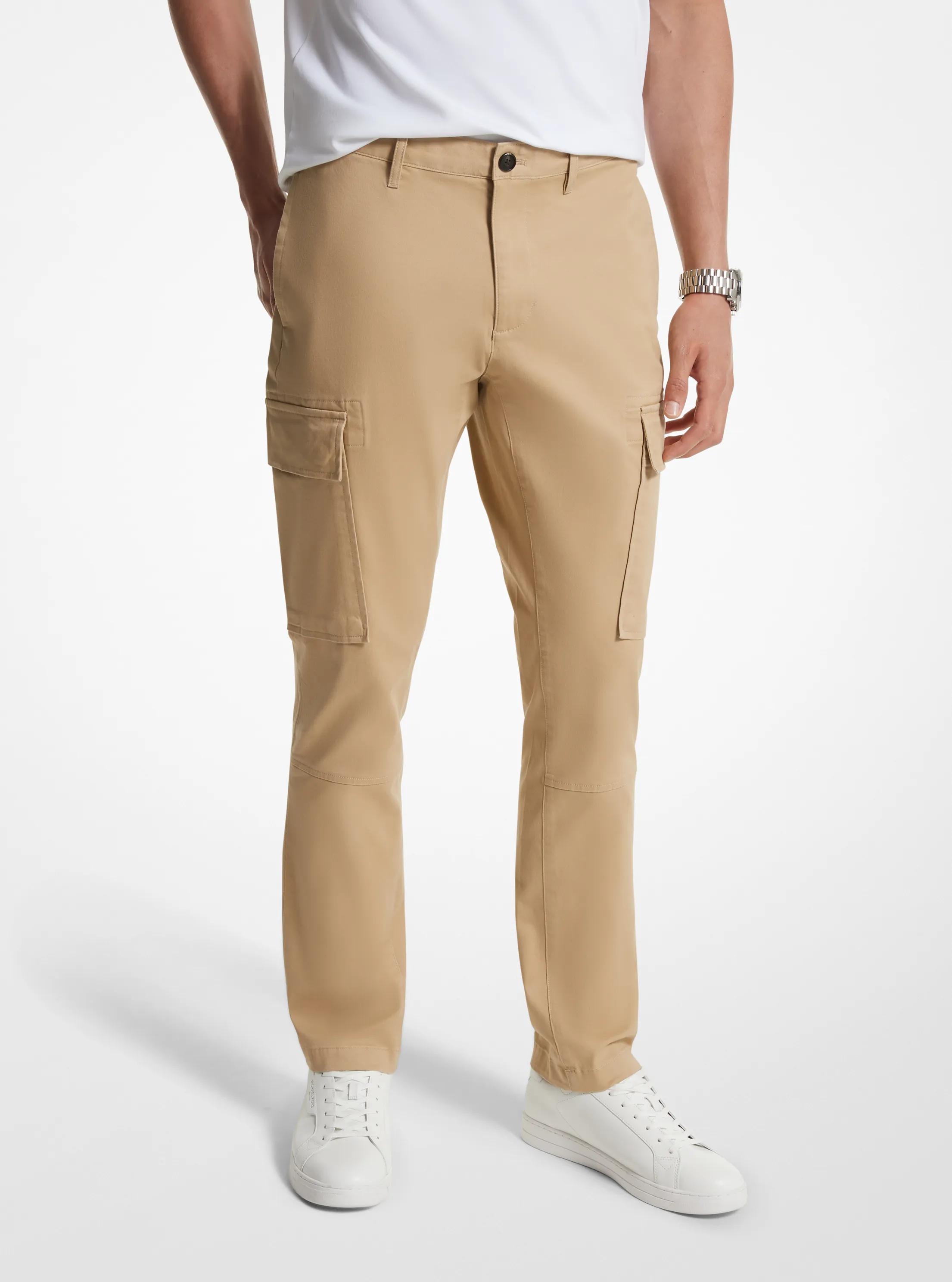 Stretch Organic Cotton Cargo Pants in KHAKI | Michael Kors