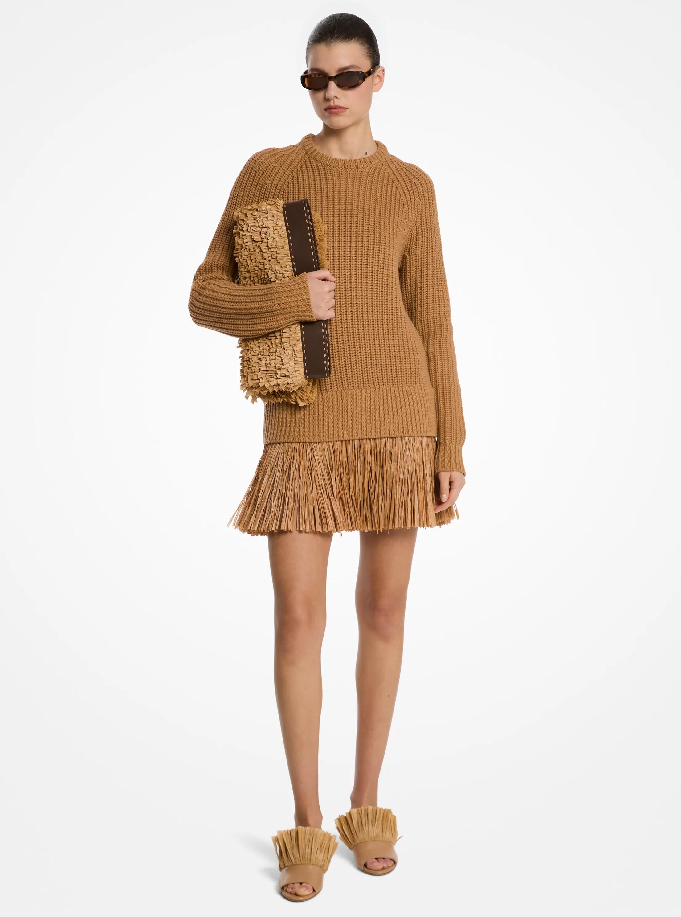 Ribbed Cashmere and Fringe Dress