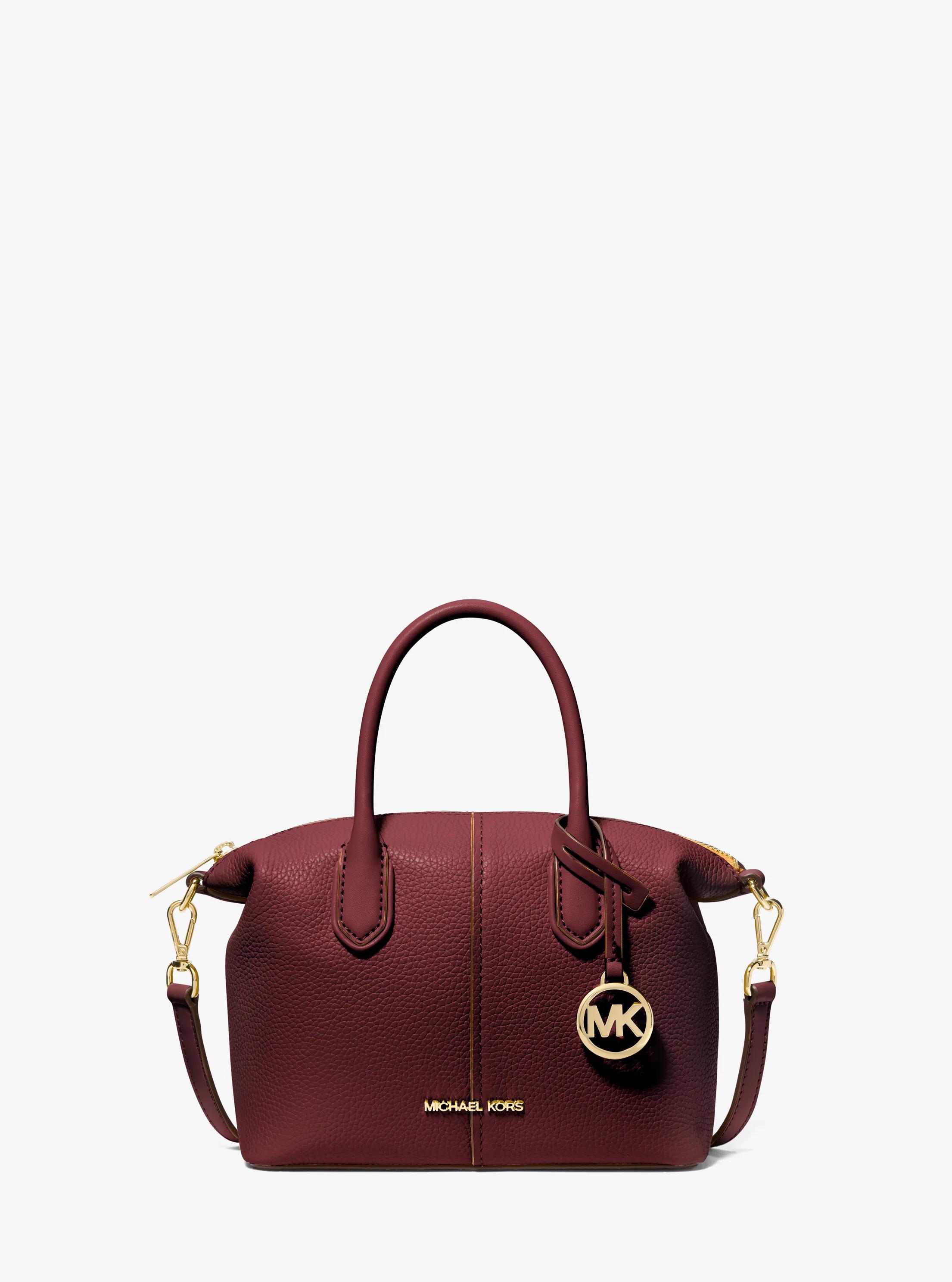 Hyde Small Pebbled Leather Satchel in OXBLOOD | Michael Kors