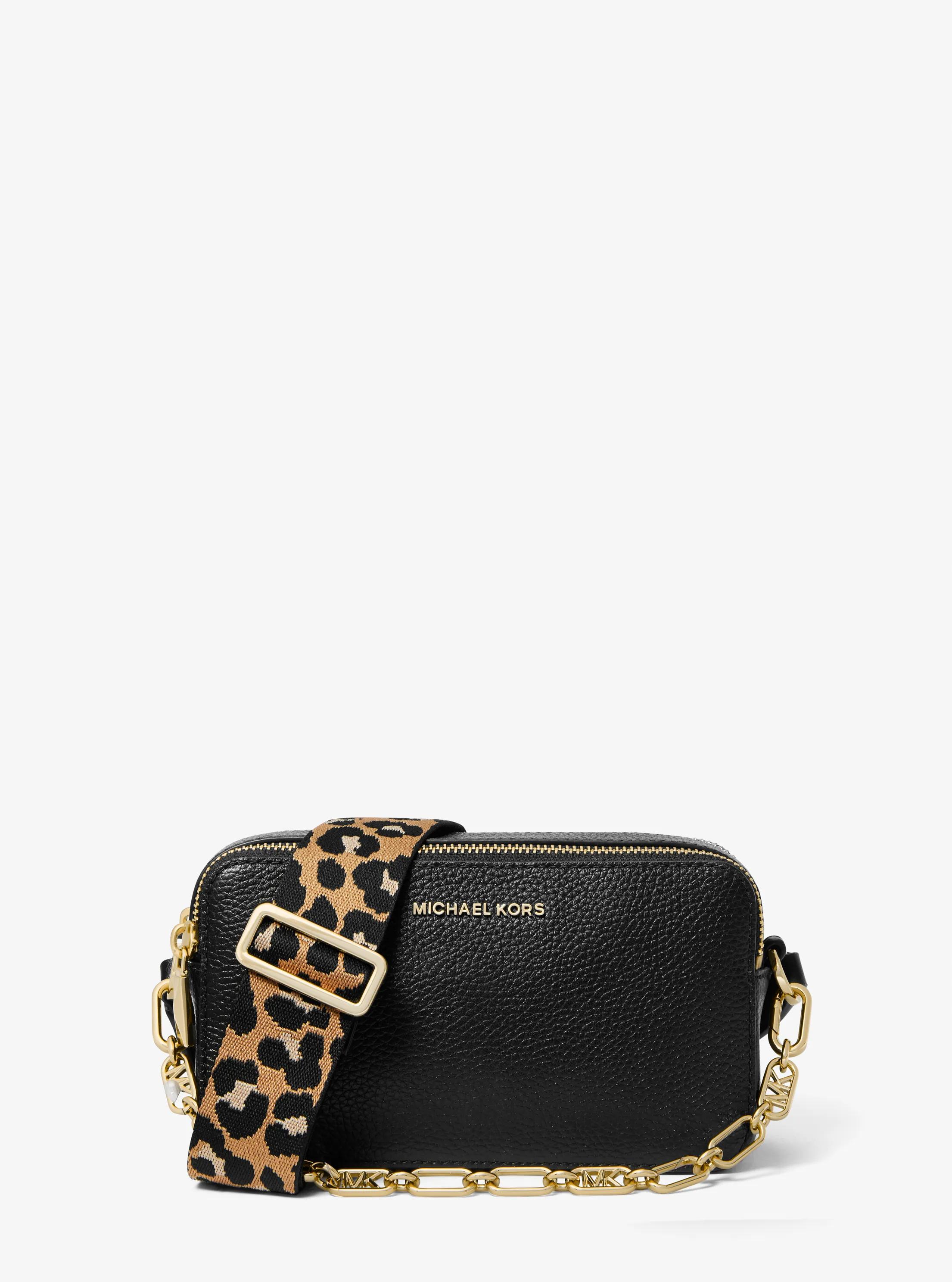 Funda para c&aacute;mara Jet Set peque&ntilde;a de piel granulada con doble cremallera