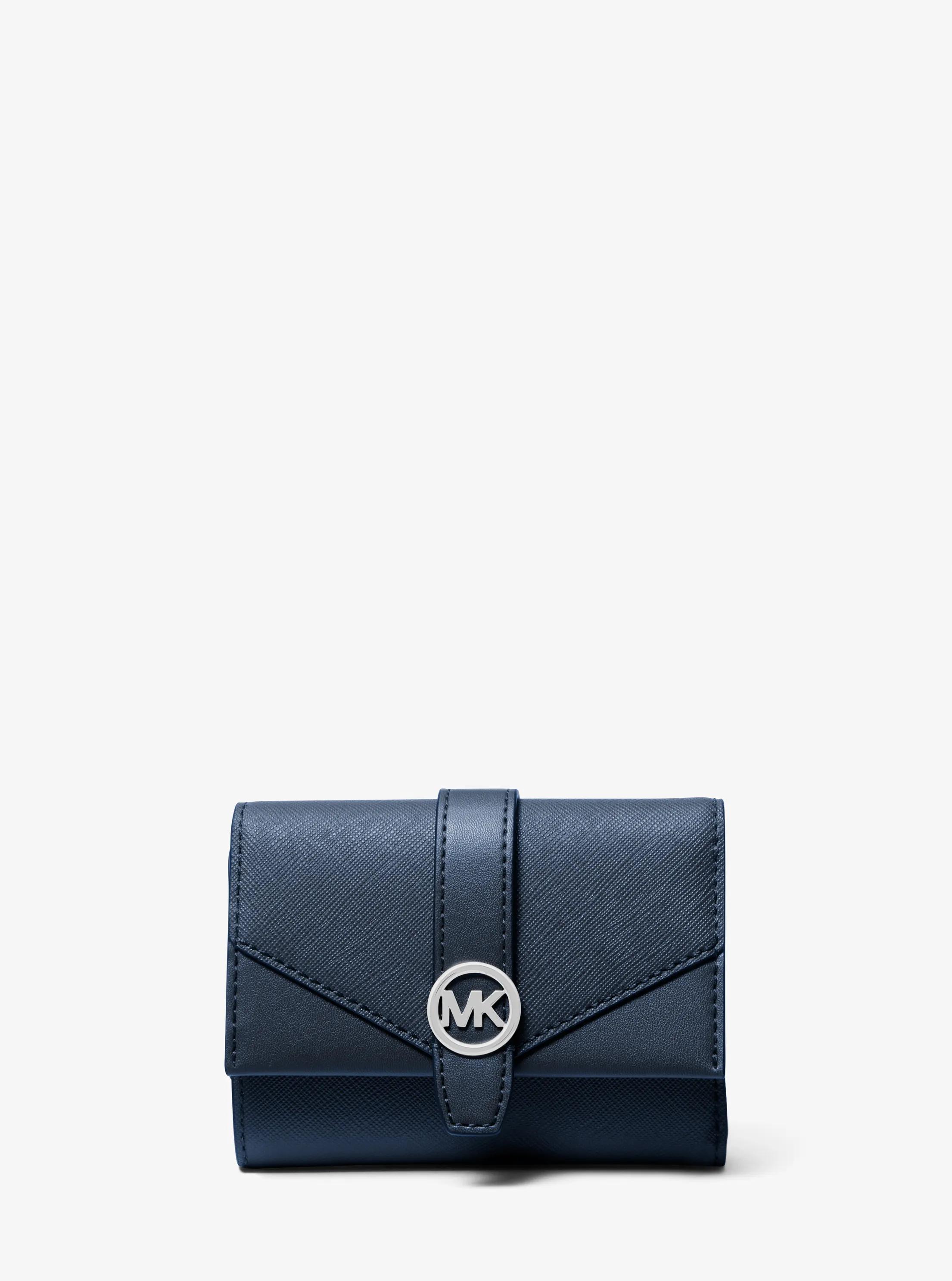 Portafoglio a tre ante Greenwich medio in pelle in NAVY | Michael Kors