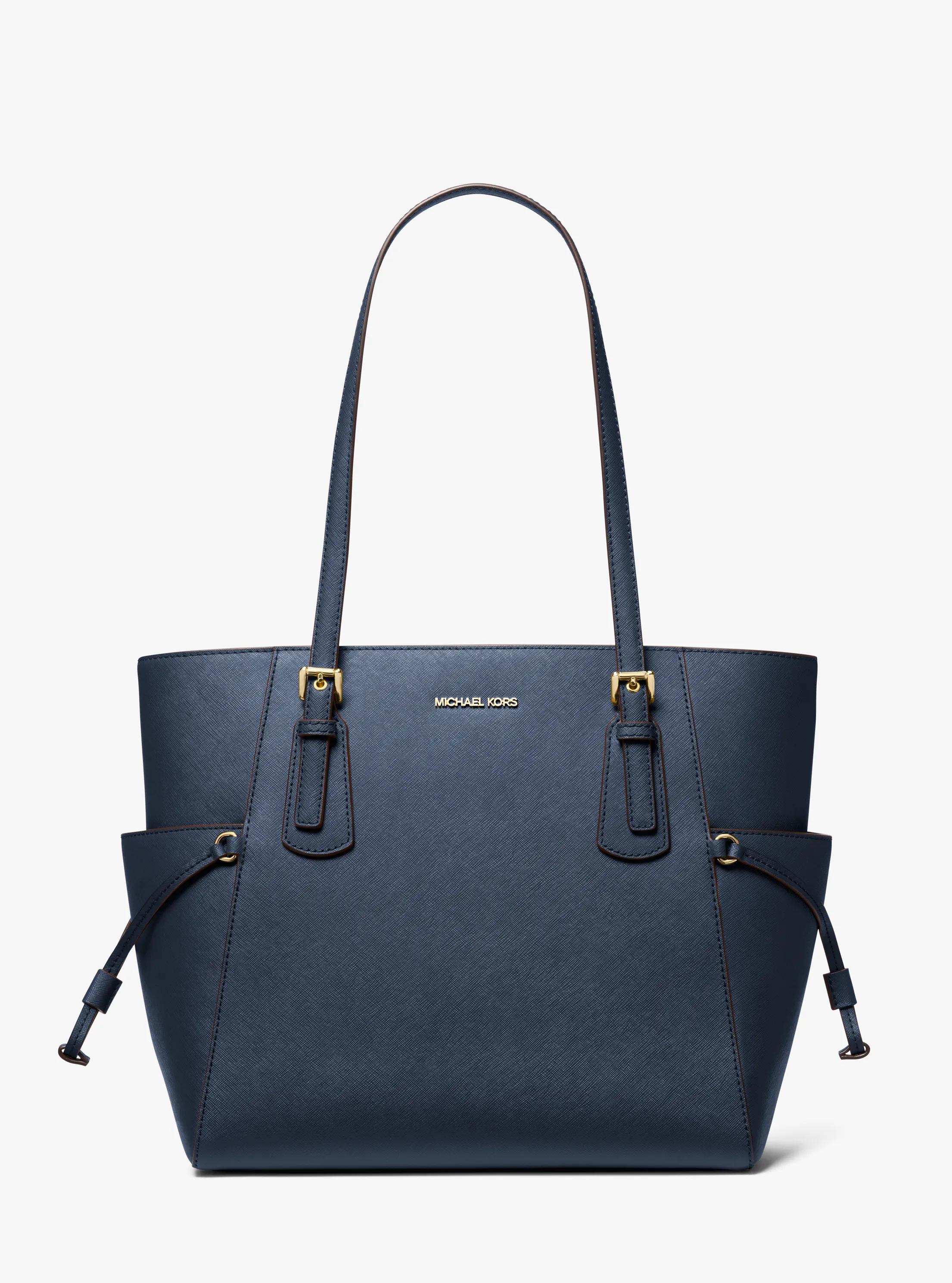 Michael Kors Outlet Mk Shopper Voyager Large Aus Saffianleder - Blau - Michael Kors