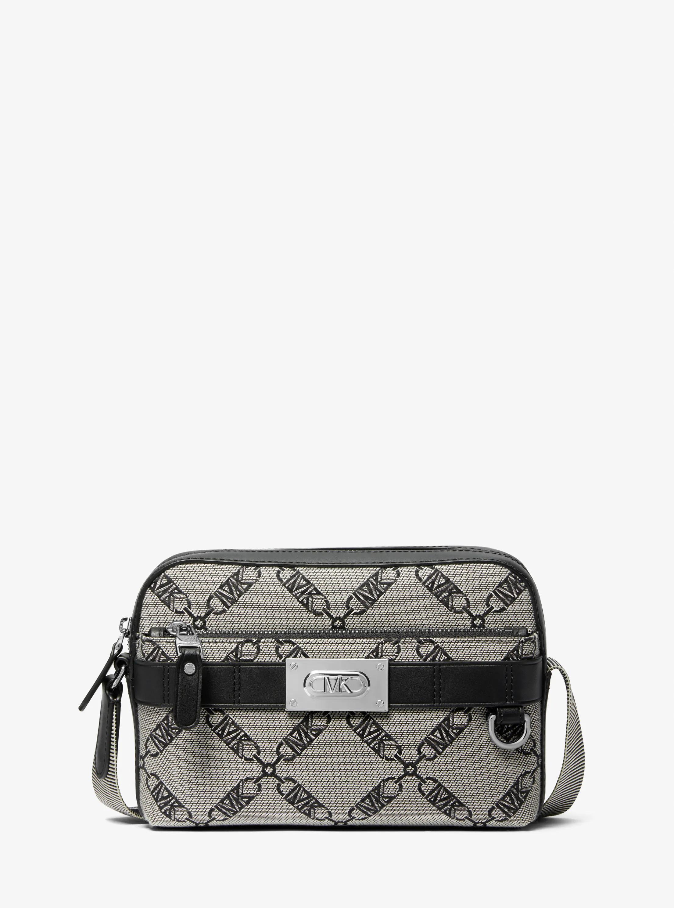 Hudson Empire Logo Jacquard Utility Crossbody Bag in BLACK | Michael Kors