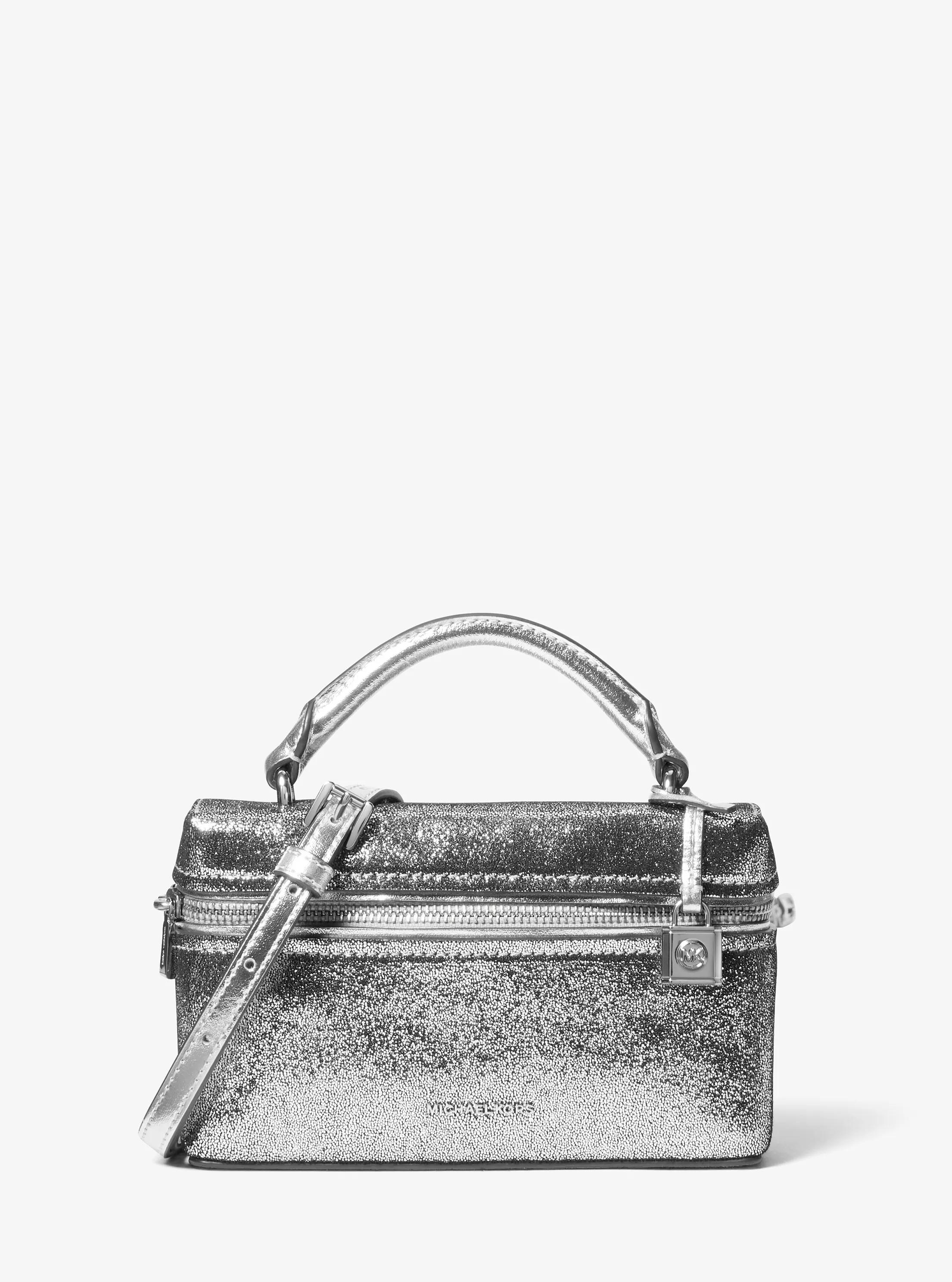 Jana Extra-Small Metallic Leather Crossbody Bag in SILVER | Michael Kors