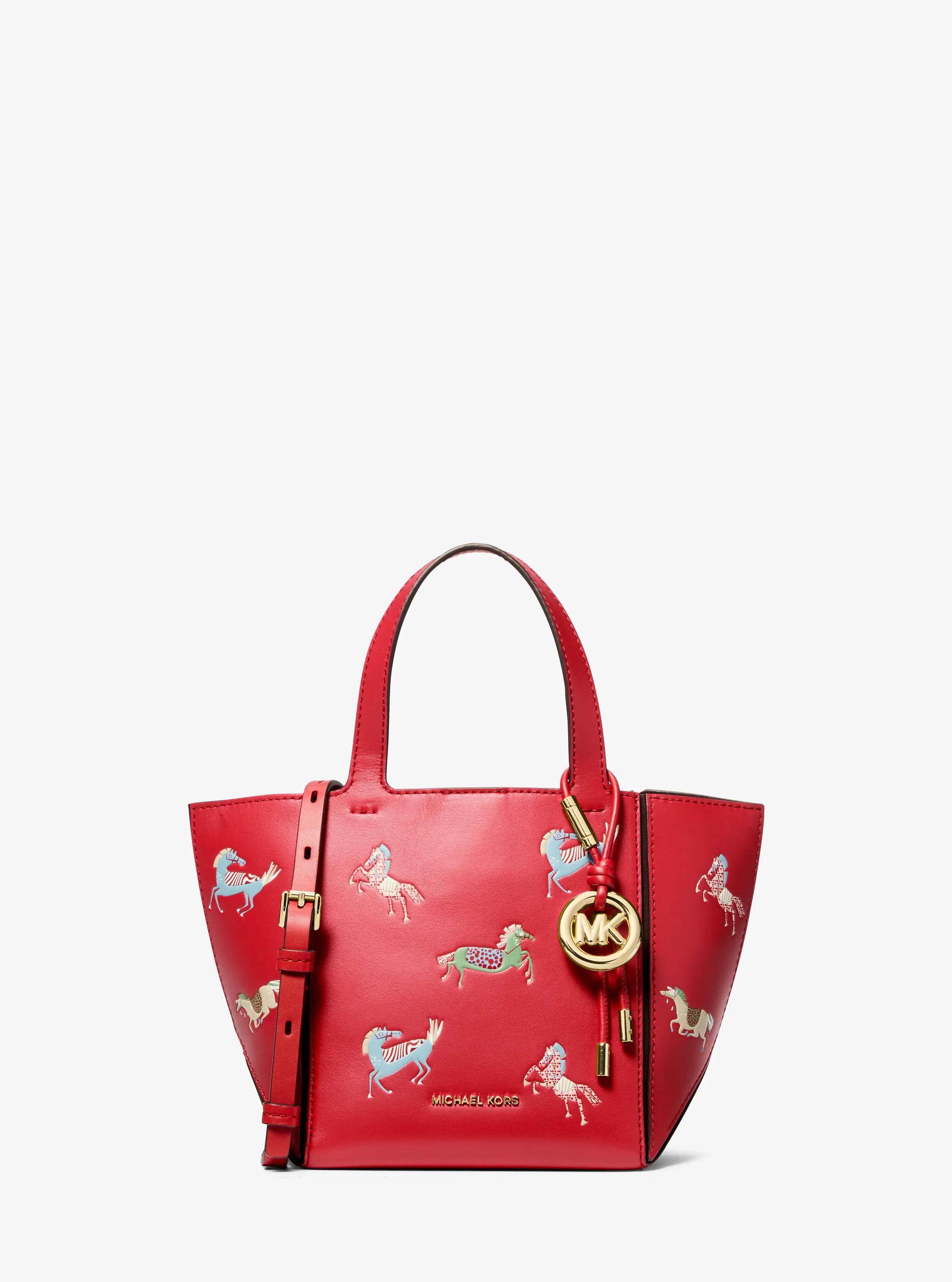 Jordi Small Leather Convertible Tote Bag in CRIMSON | Michael Kors