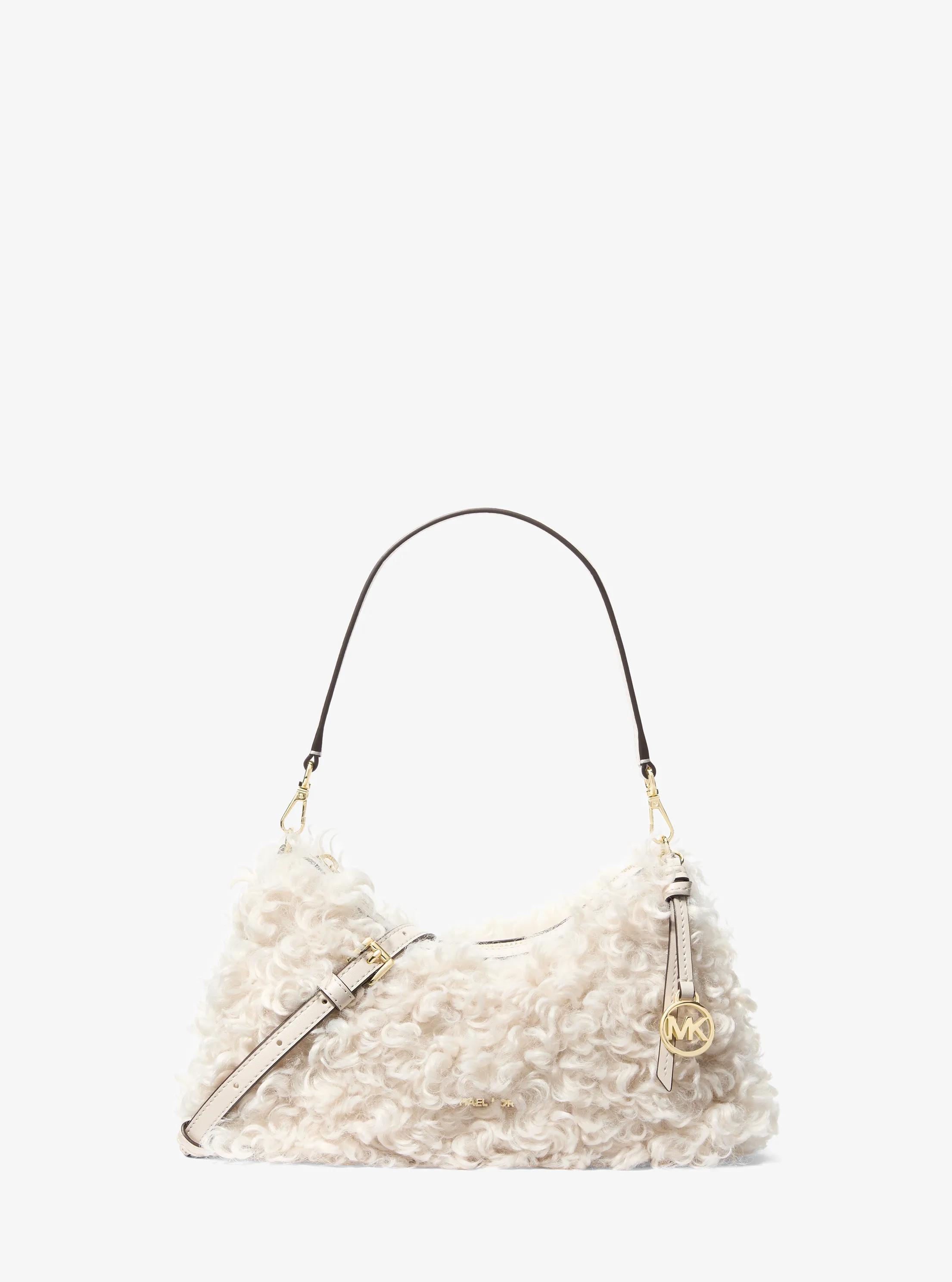 Sammy Small Faux Shearling Convertible Shoulder Bag in LT CREAM | Michael Kors