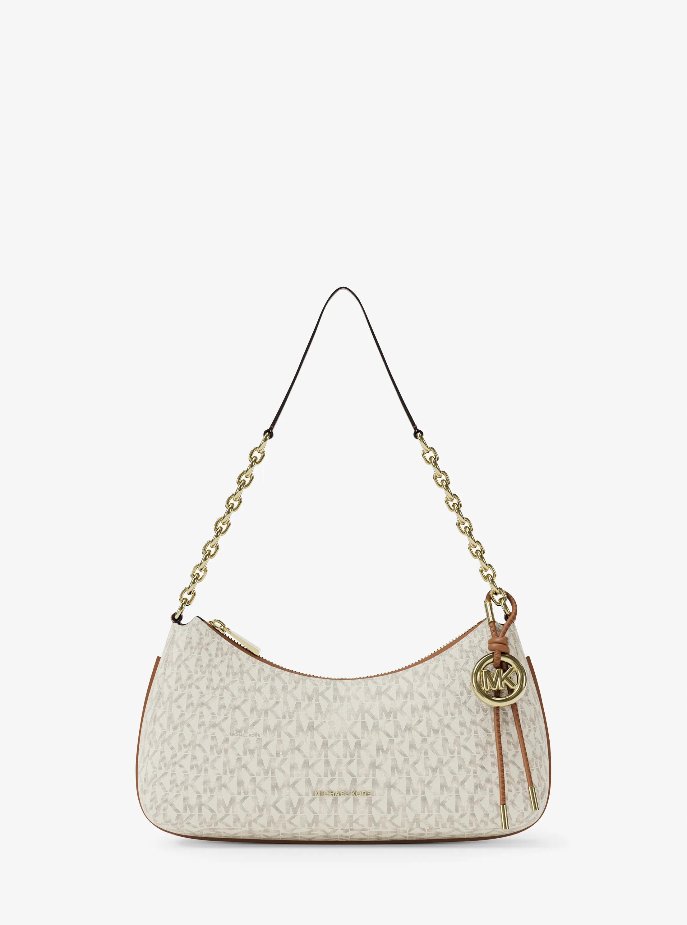 Nolita Medium Signature Logo Chain Pochette in VANILLA/ACORN | Michael Kors