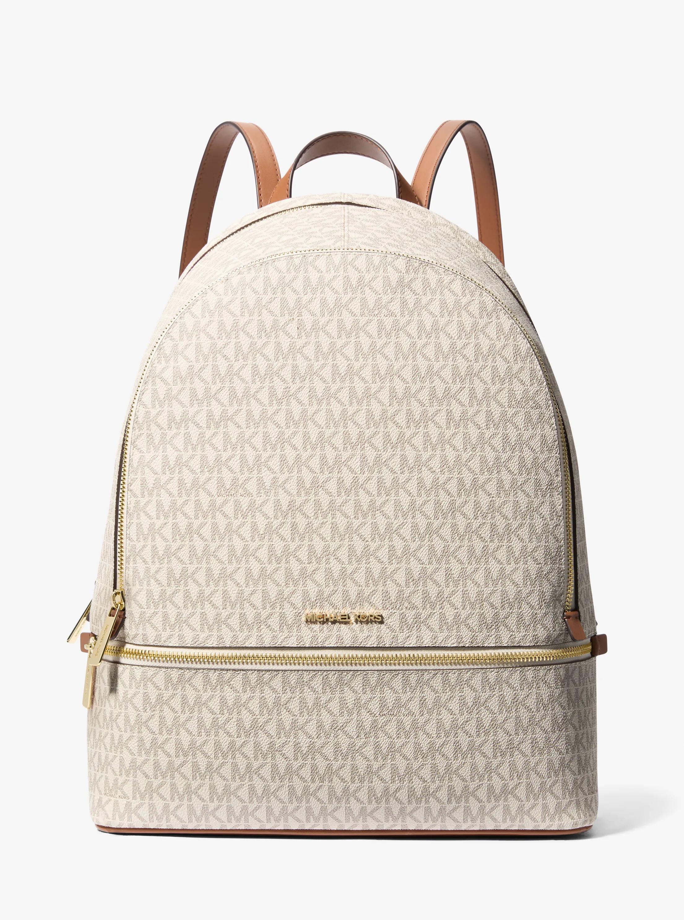 Rhea Large Signature Logo Backpack in VANILLA | Michael Kors