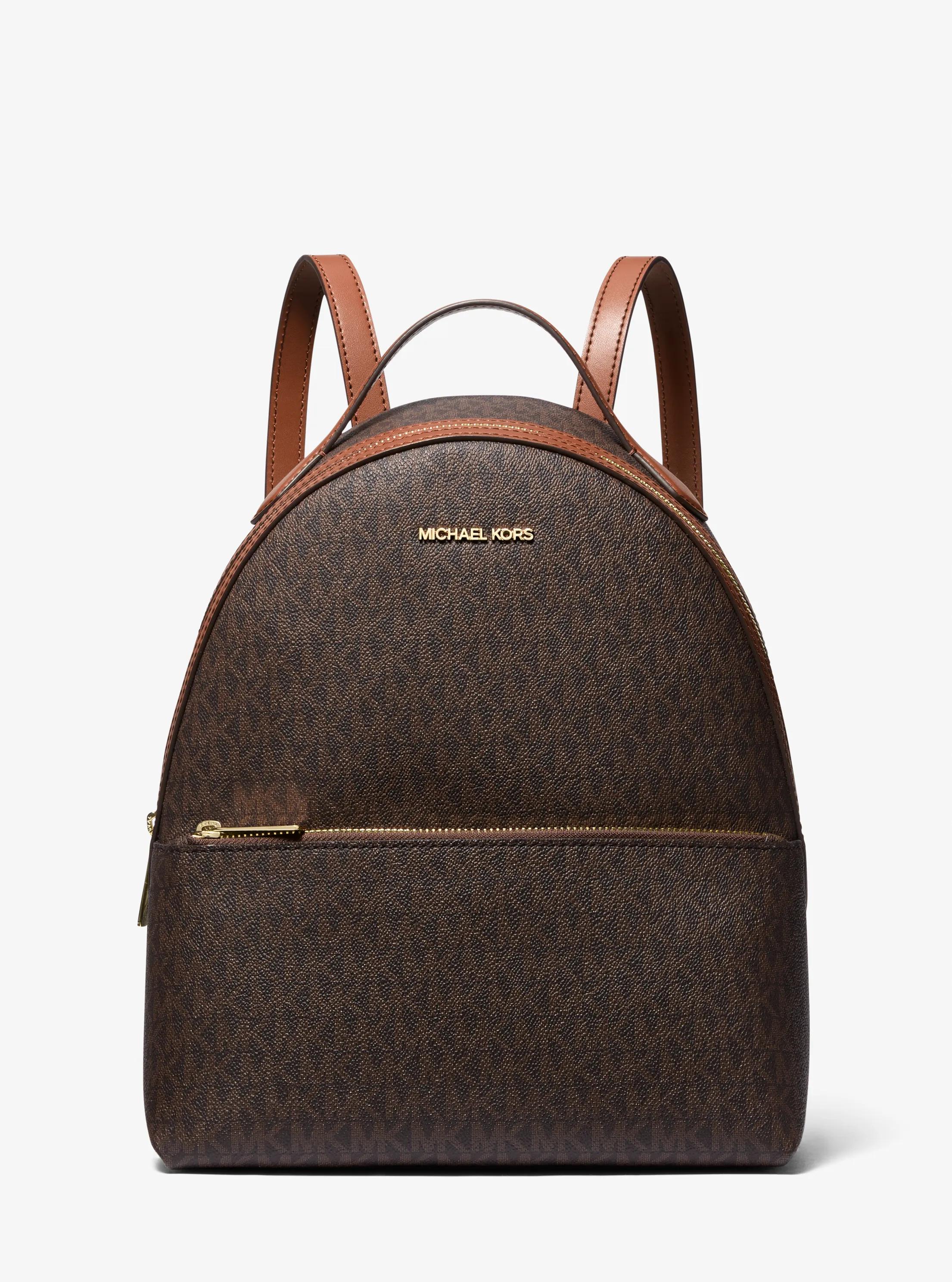 Sheila Medium Logo Backpack in BROWN | Michael Kors