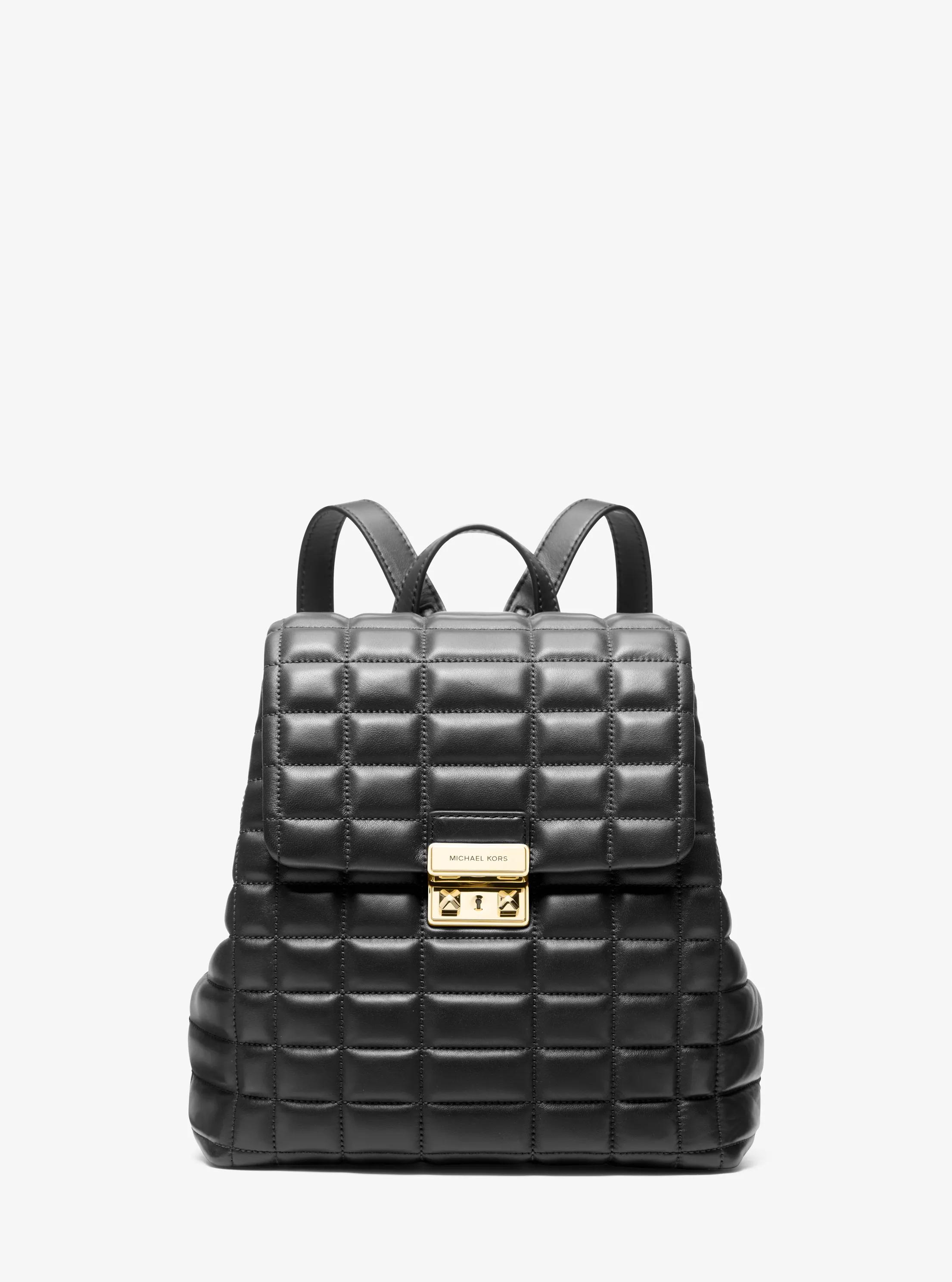 Zaino Tribeca piccolo in pelle trapuntata in NERO | Michael Kors