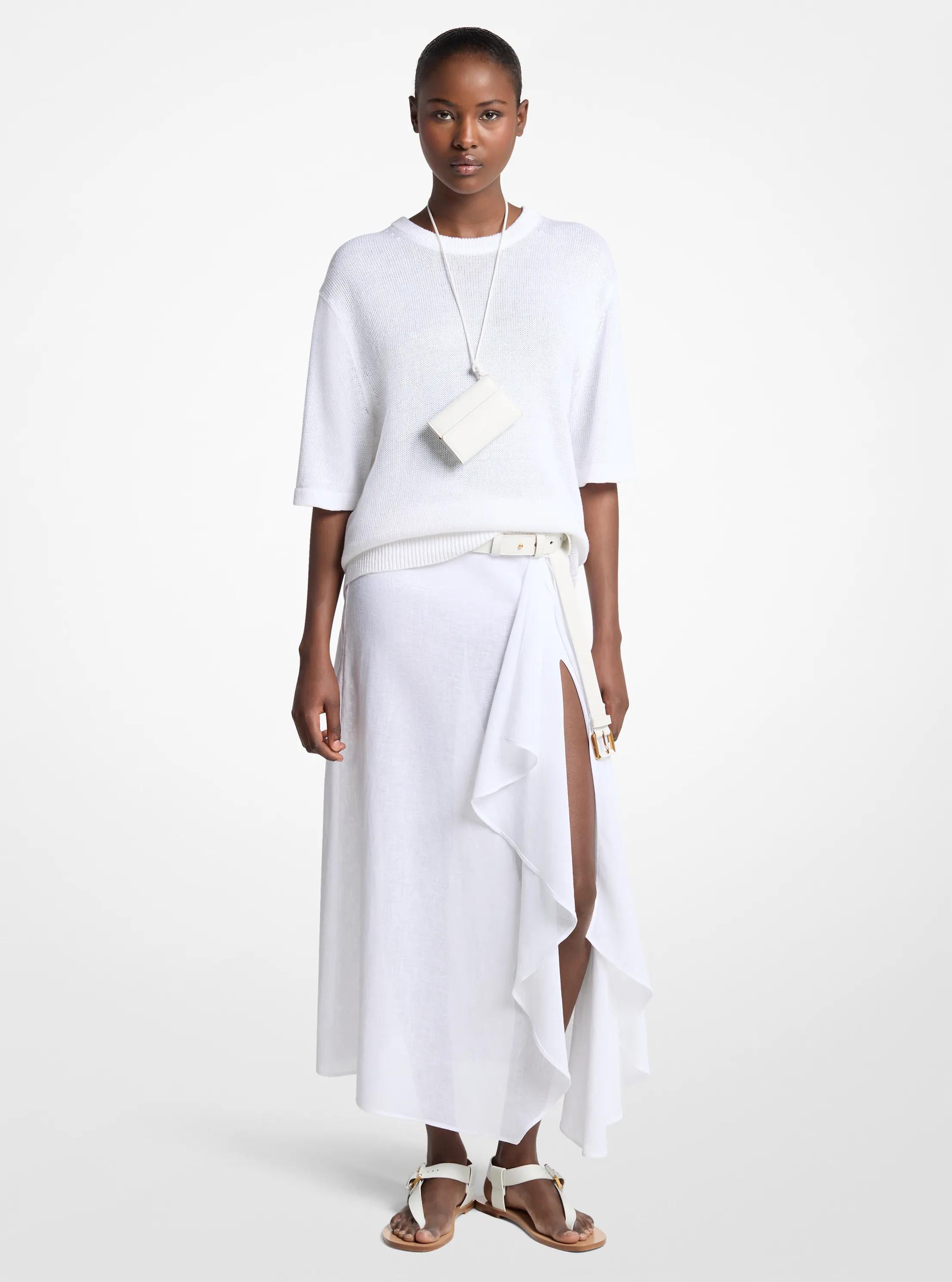 Falda pareo de gasa de lino in BLANCO INTENSO | Michael Kors