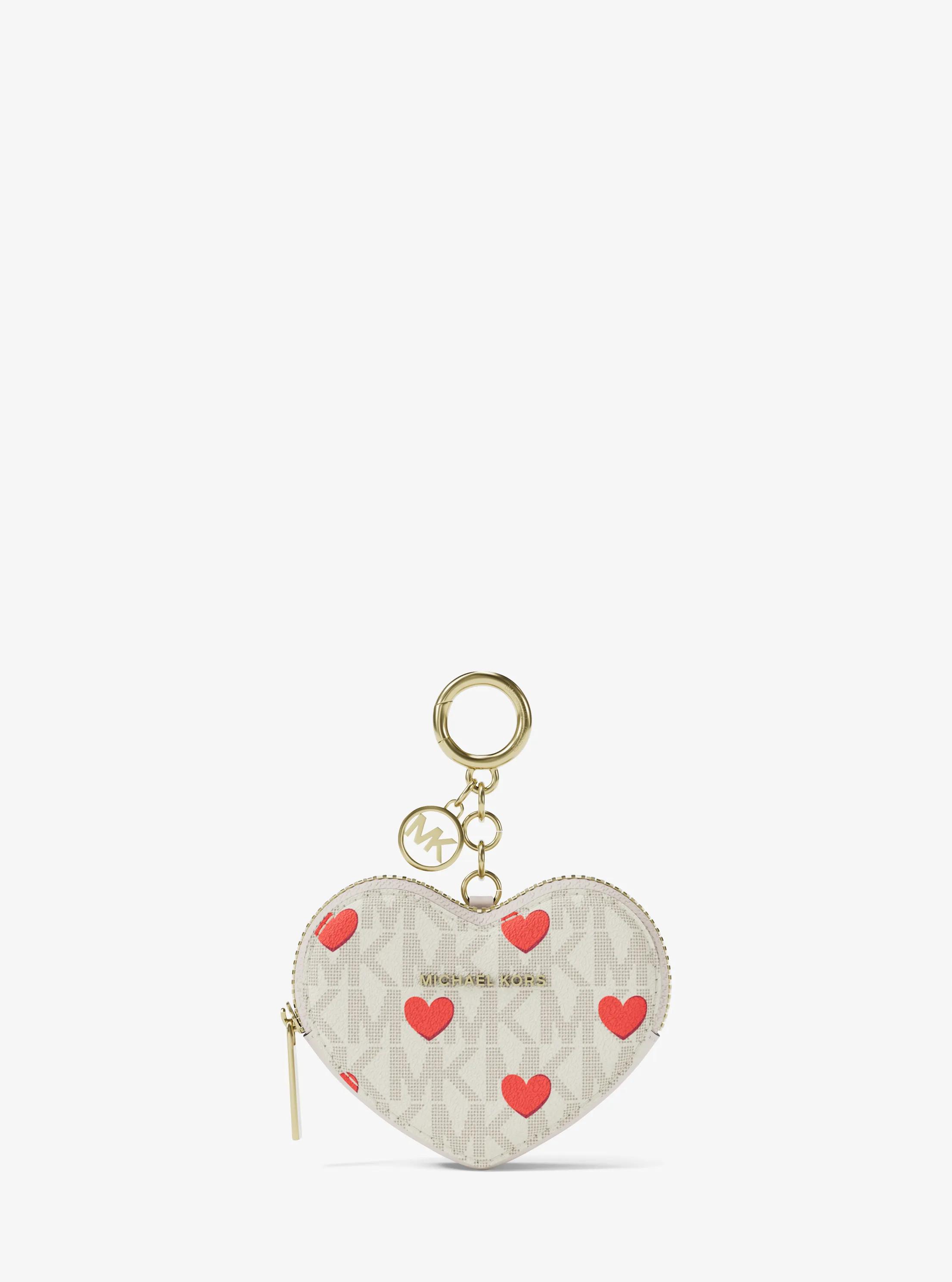 Petit porte-monnaie Jet Set en forme de c&oelig;ur et &agrave; imprim&eacute; &agrave; logo Signature in CR&Egrave;ME MULTI L&Eacute;GER | Michael Kors