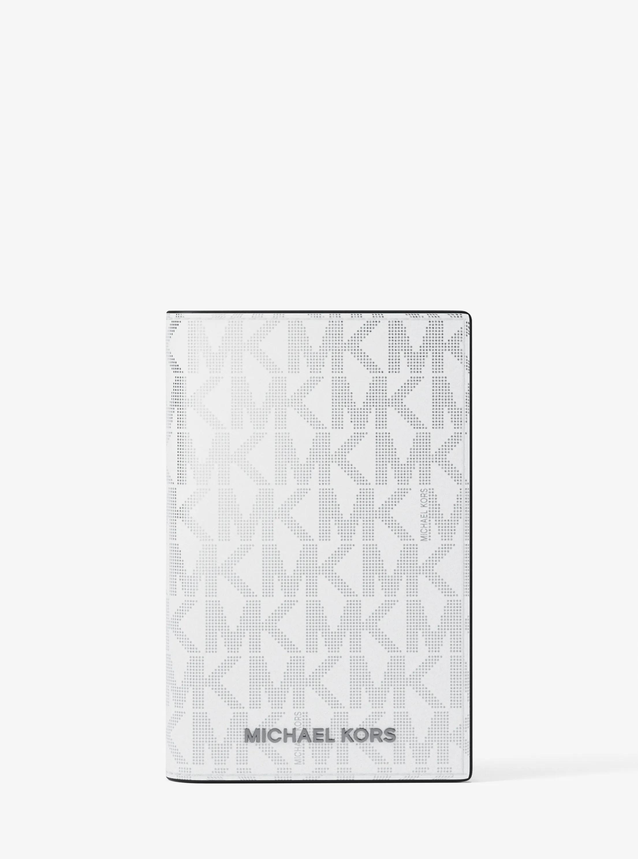 Hudson Metallic Signature Logo Folding Card Case in OPTIC WHITE | Michael Kors