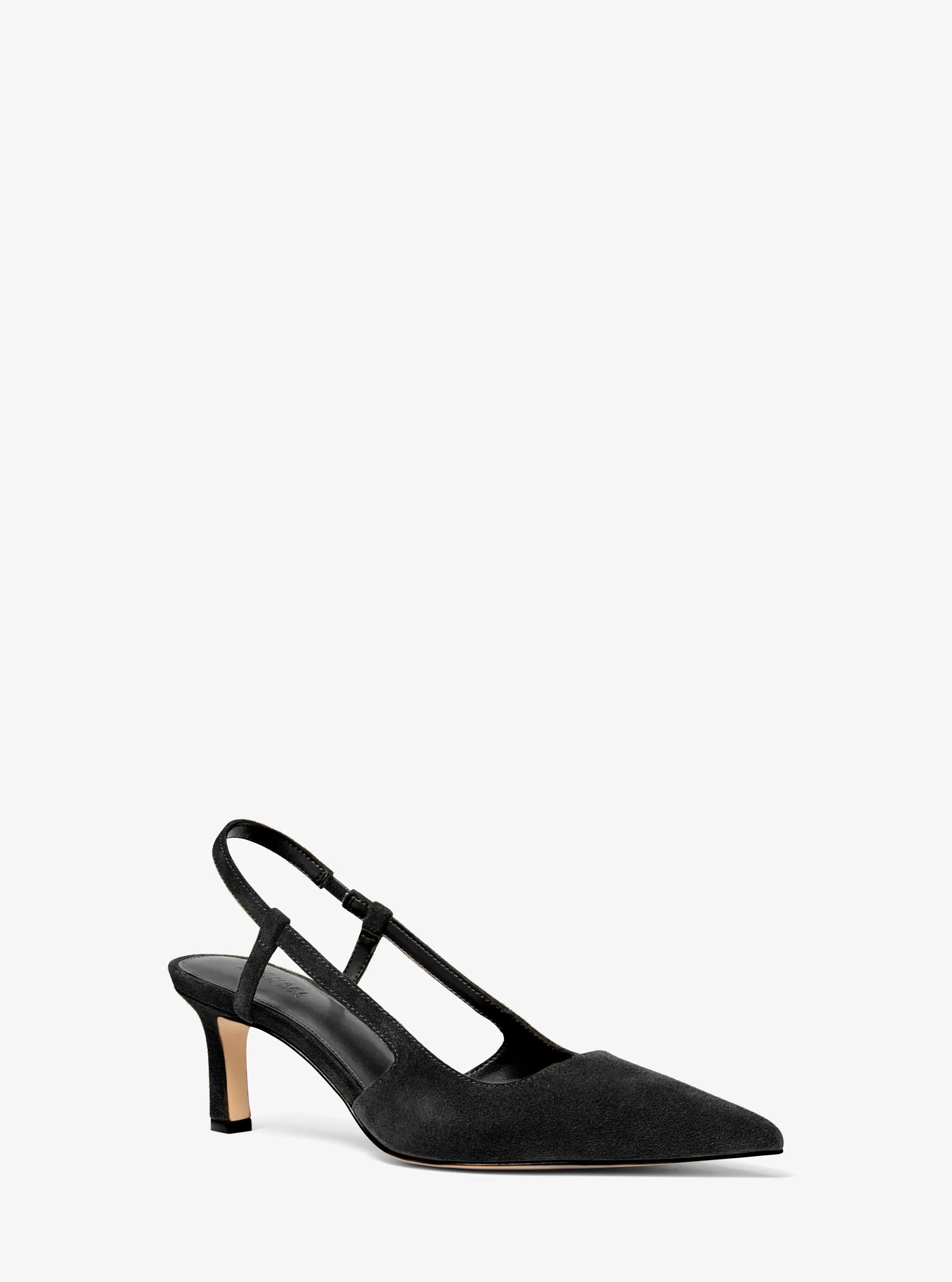 Zapato de tac&oacute;n Alora de gamuza con tal&oacute;n descubierto in NEGRO | Michael Kors