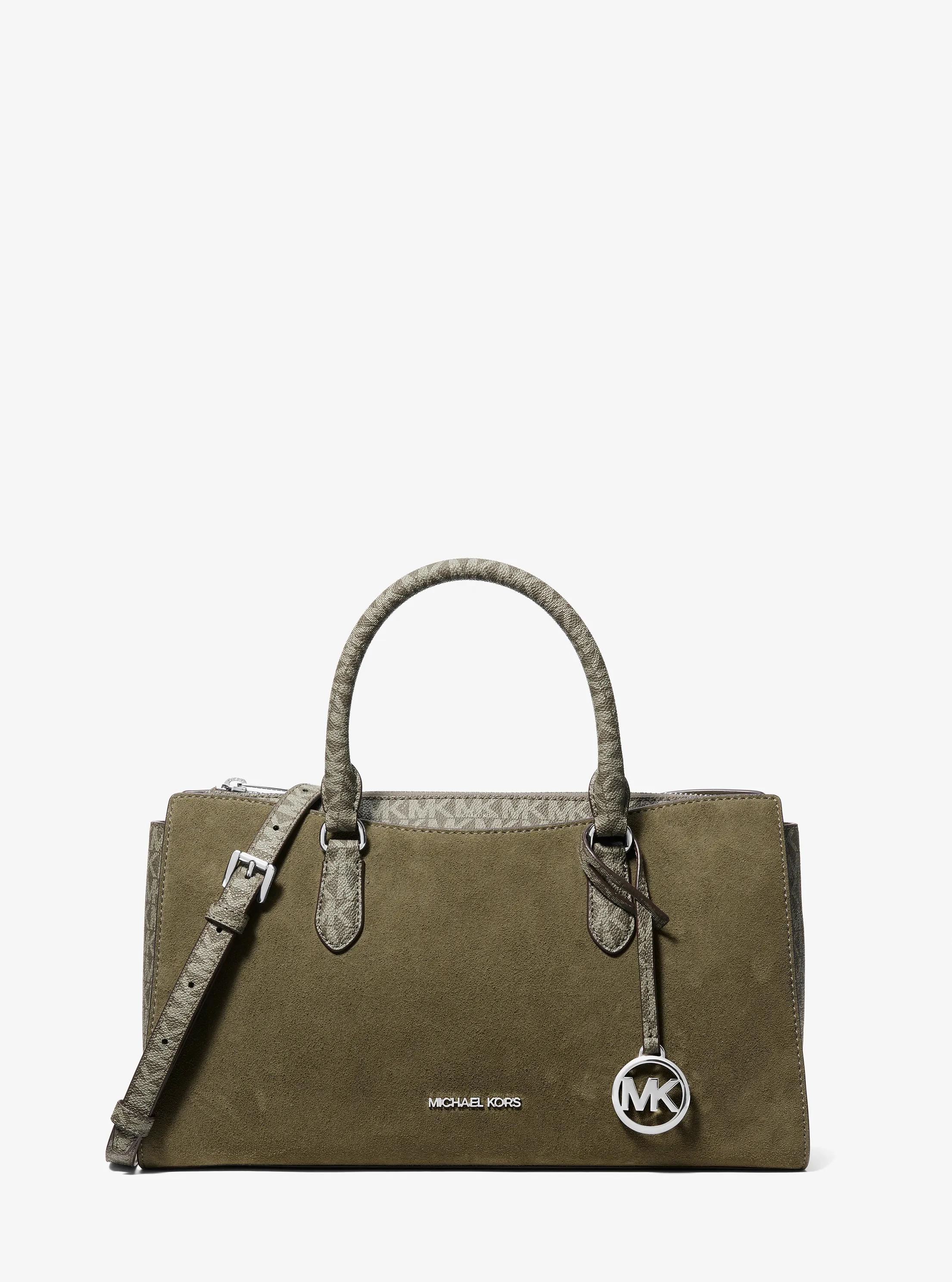 Arden Medium Signature Logo Top-Zip Satchel in OLIVE | Michael Kors