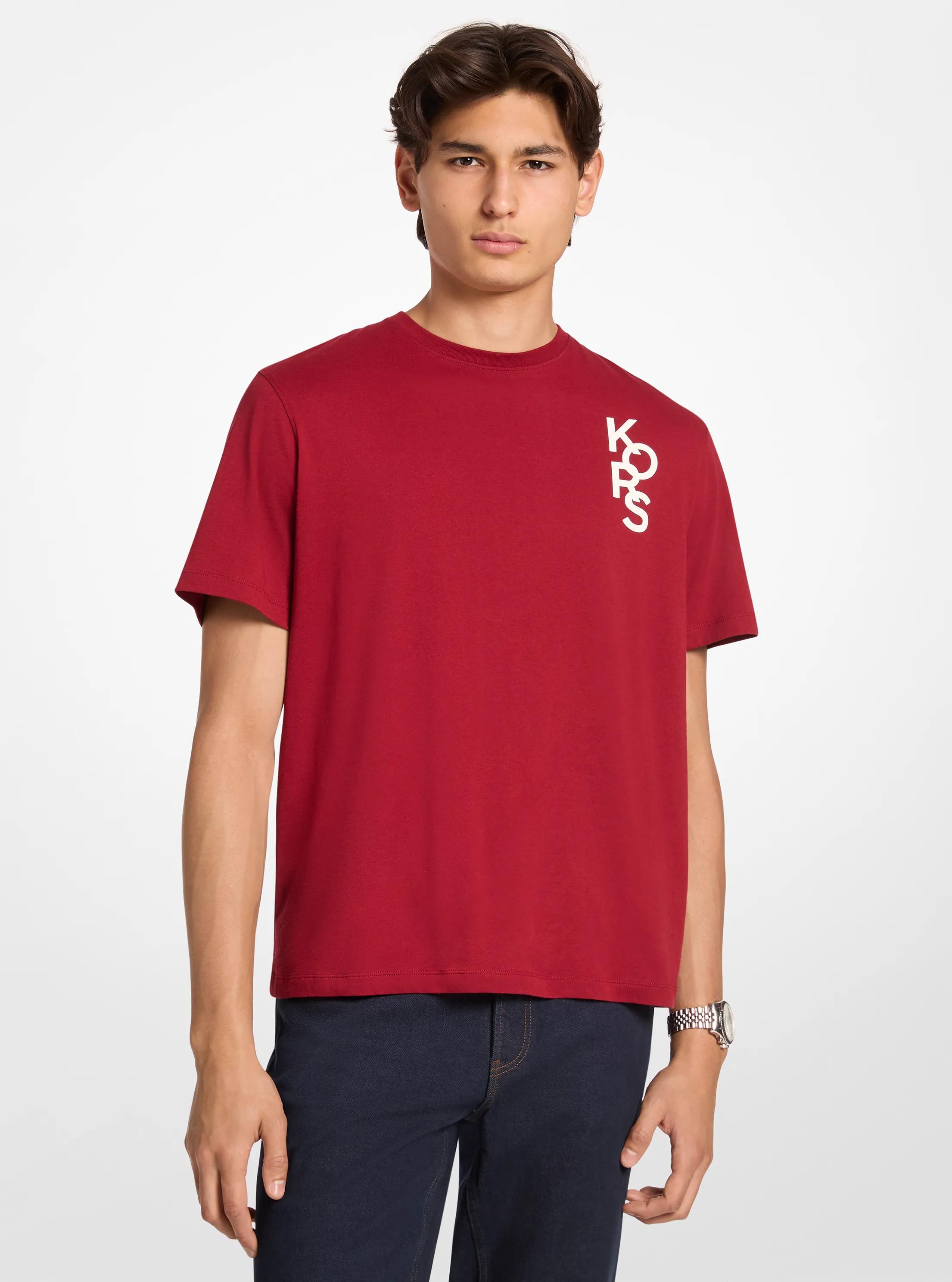 Graphic Logo Cotton Jersey T-Shirt in MAROON | Michael Kors
