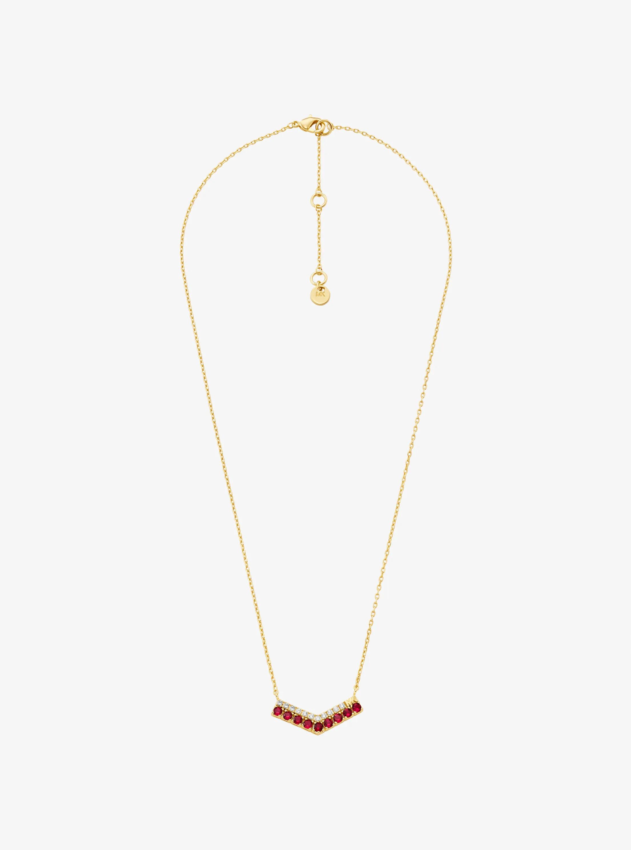Two-Tone Pav&eacute; Chevron Necklace in GOLD/RUBY | Michael Kors