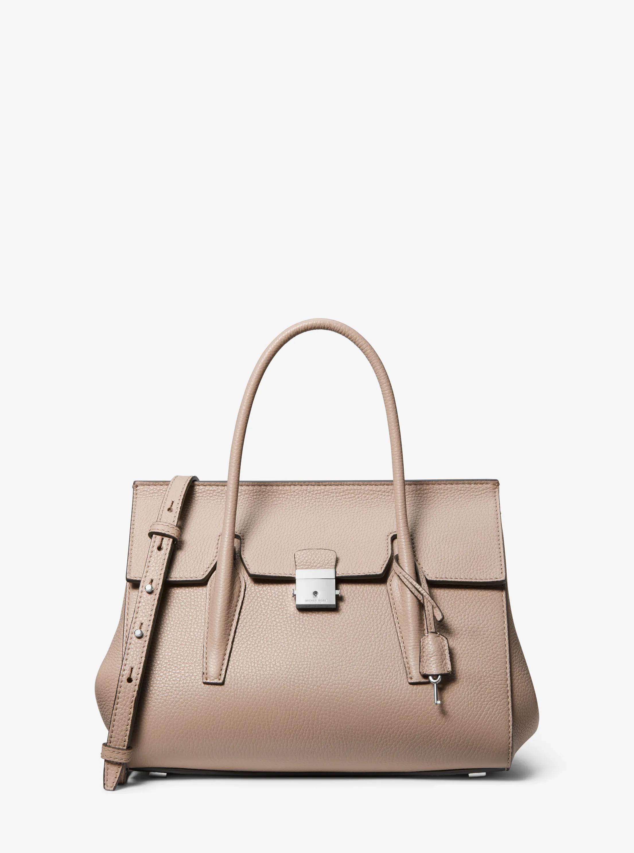 Bolso satchel Campbell mediano de piel granulada in MARR&Oacute;N TOPO | Michael Kors