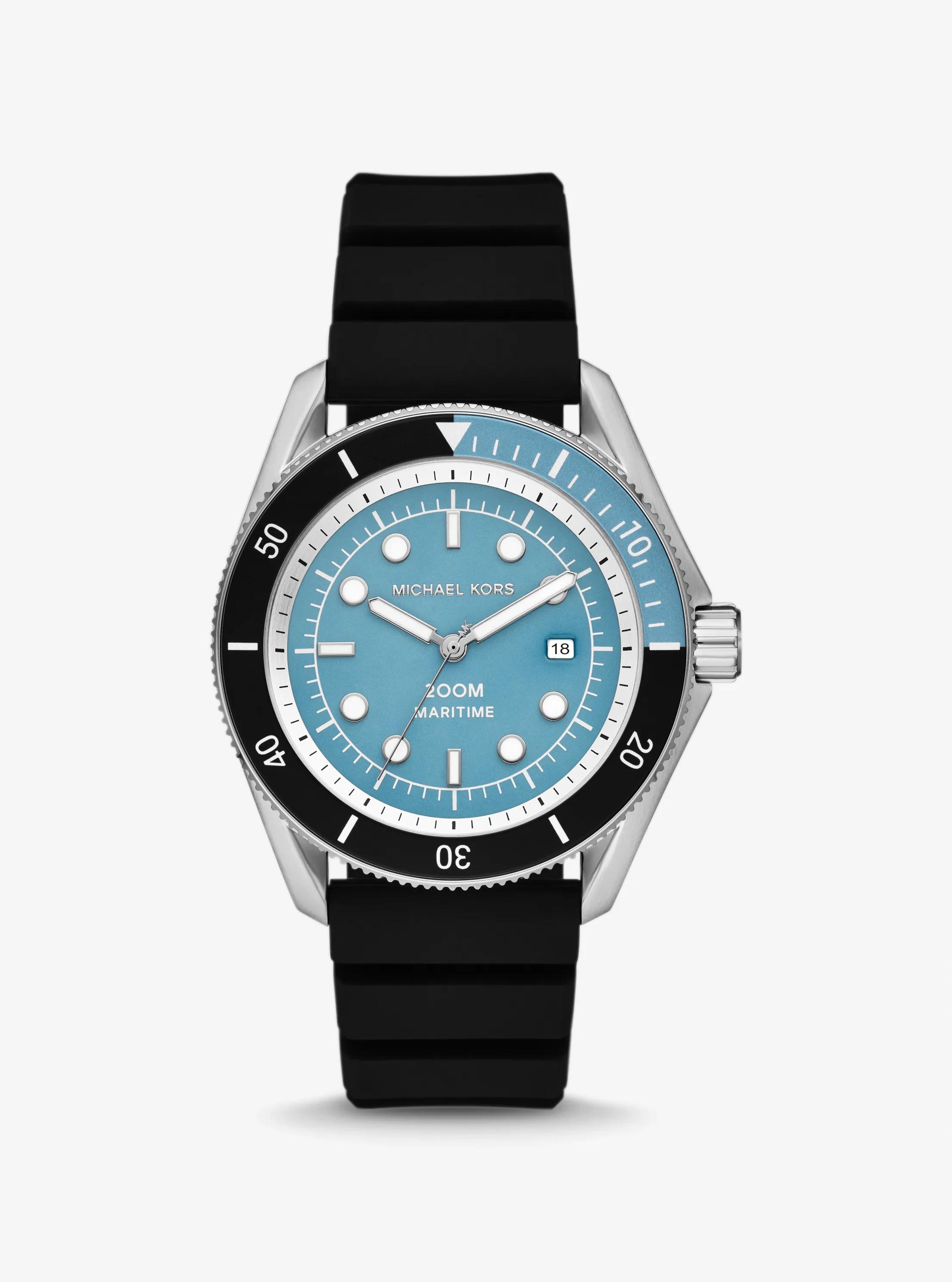 Oversized Maritime Silicone Watch in BLACK | Michael Kors