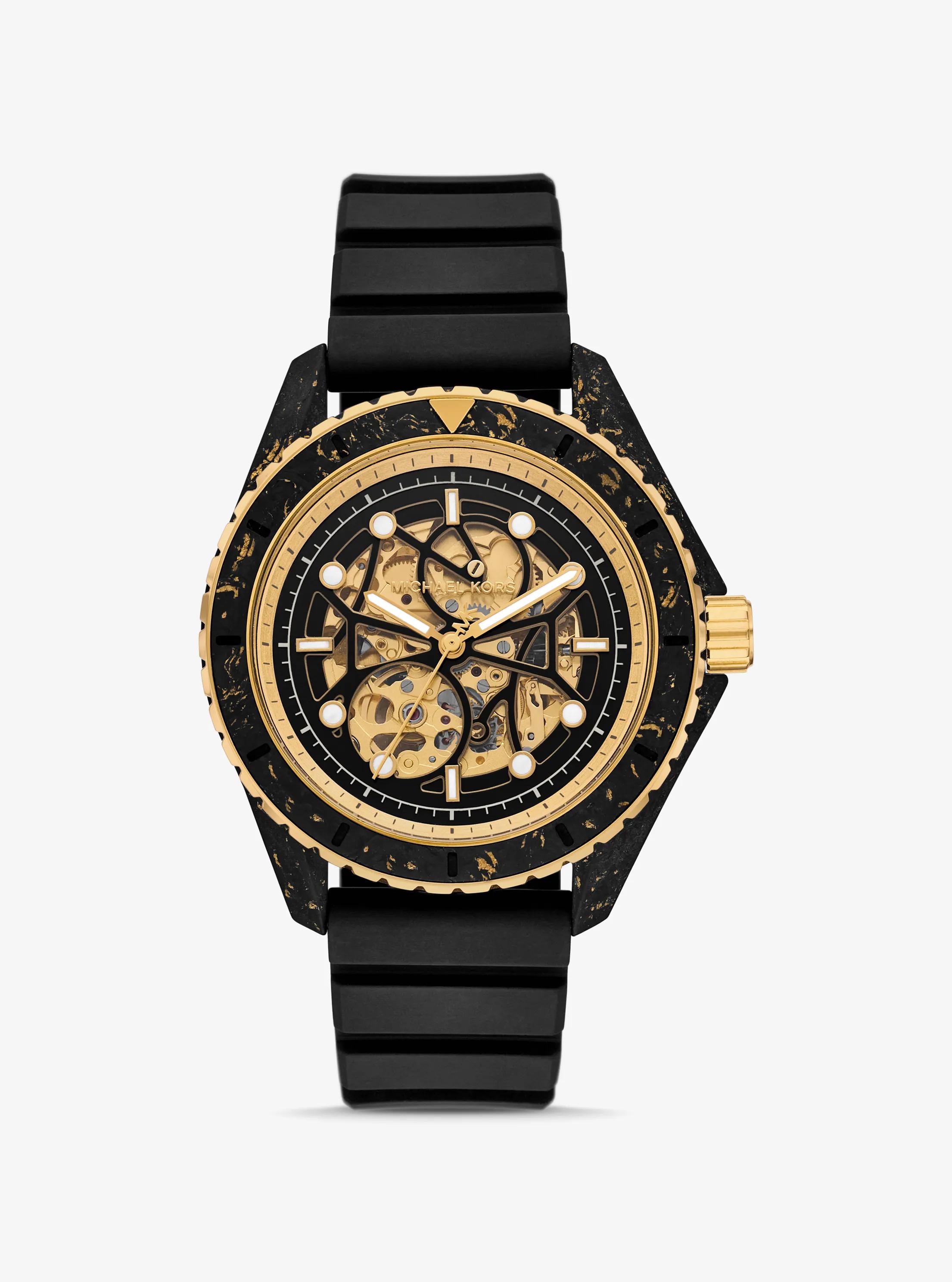 Oversized Maritime Two-Tone Watch in BLACK/GOLD | Michael Kors