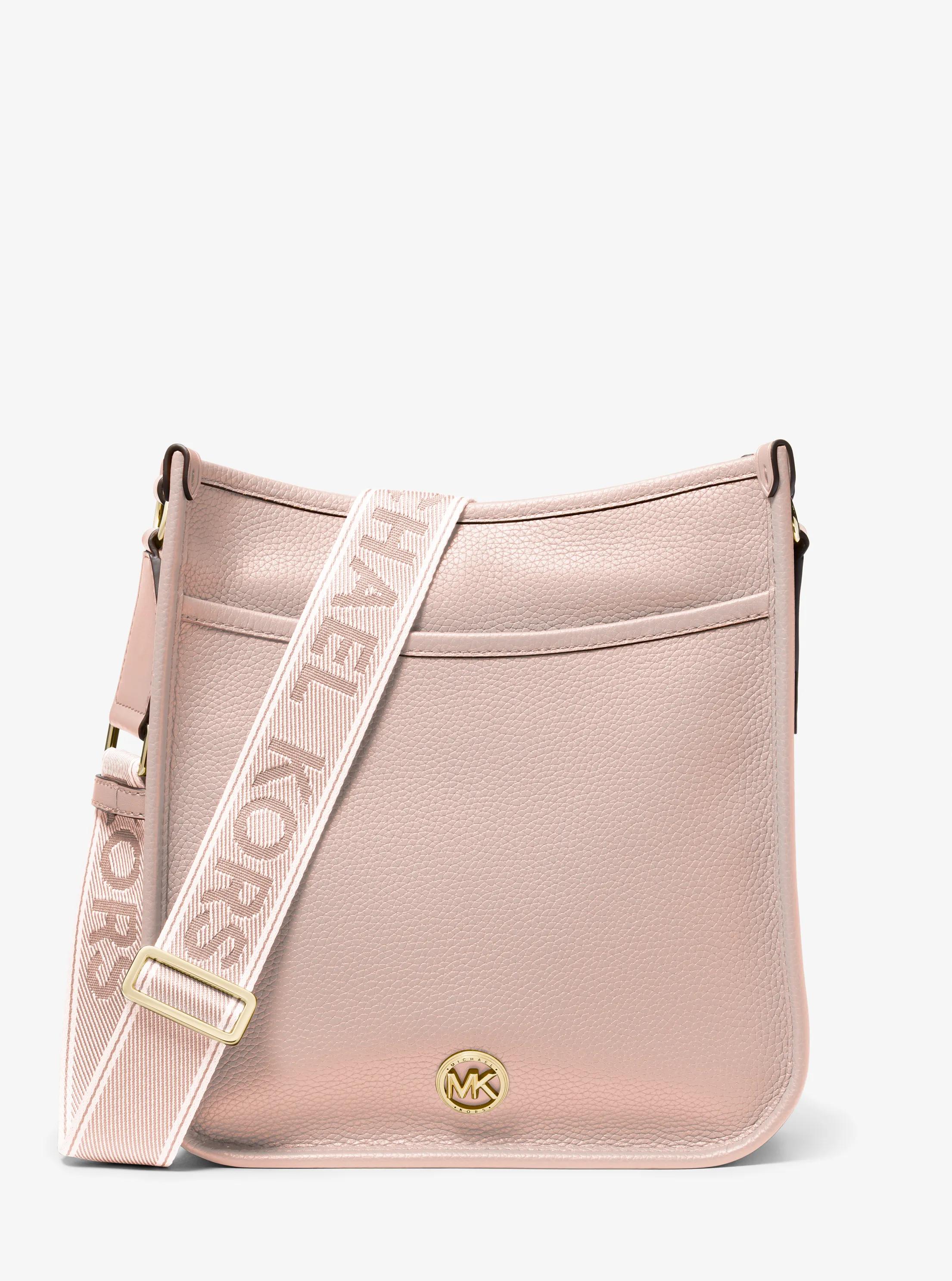 Luisa Large Pebbled Leather Messenger Bag in SOFT PINK | Michael Kors