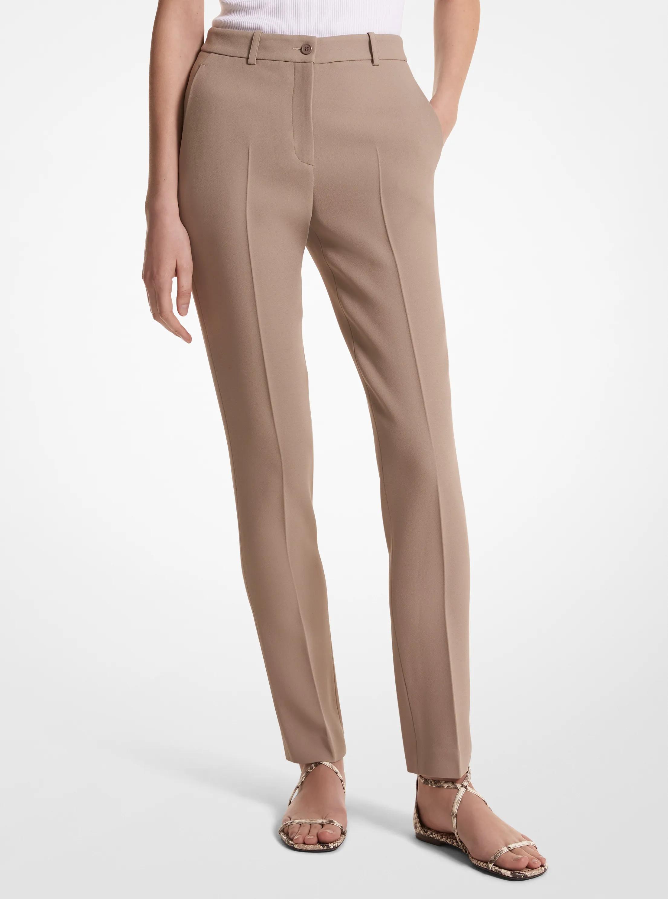 Pantal&oacute;n Samantha de crep&eacute; texturizado doble in MARR&Oacute;N TOPO | Michael Kors