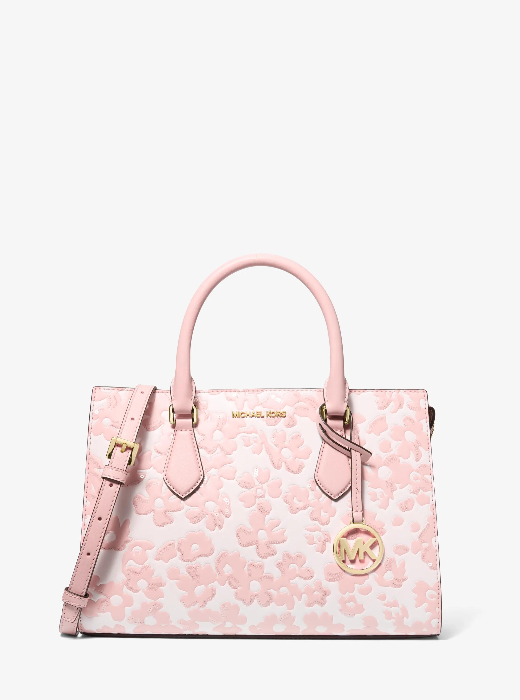Sheila Medium Sequined Floral Satchel in POWDER BLUSH | Michael Kors