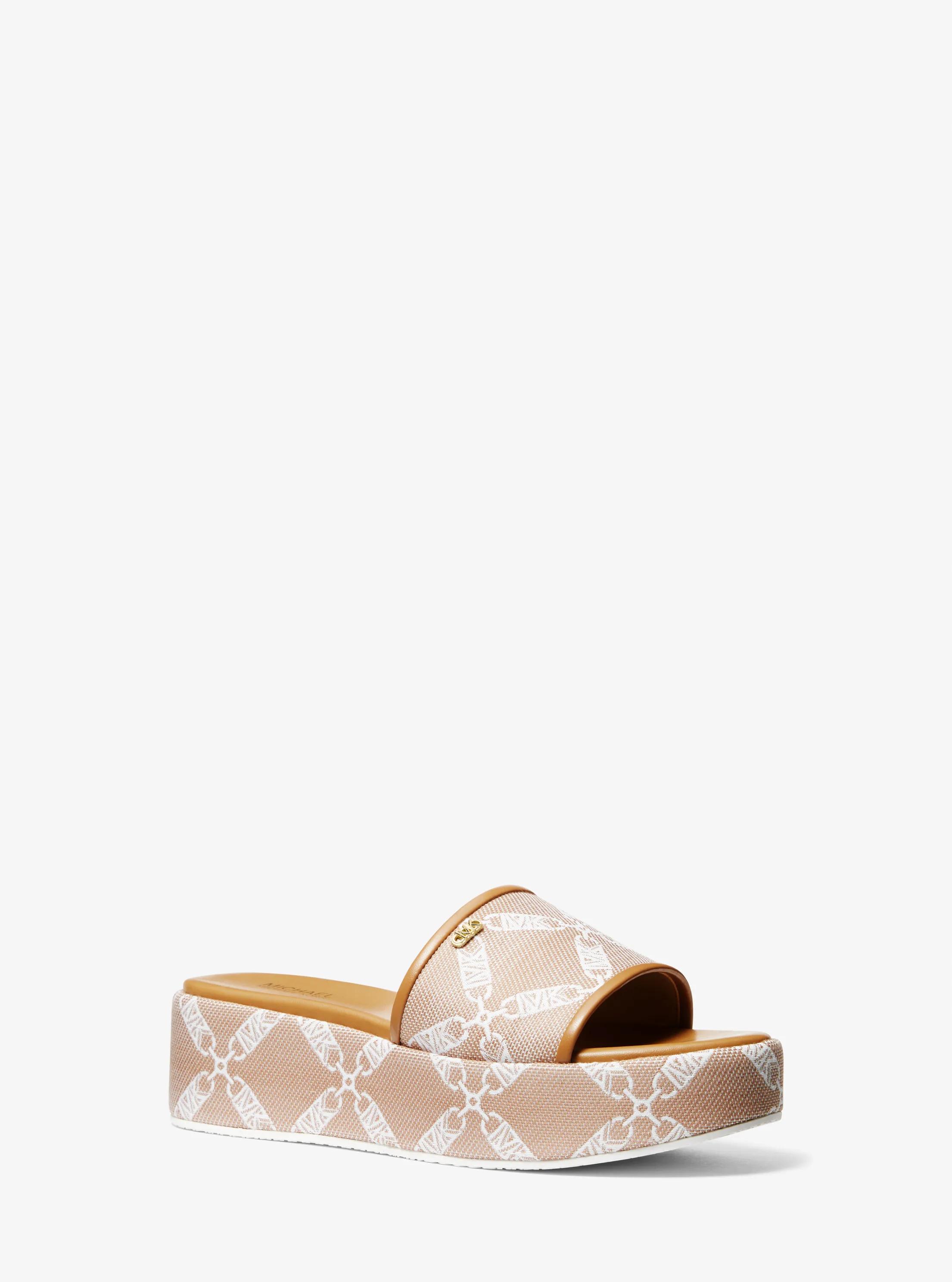 Ember Empire Logo Jacquard Platform Sandal in PALE PEANUT | Michael Kors