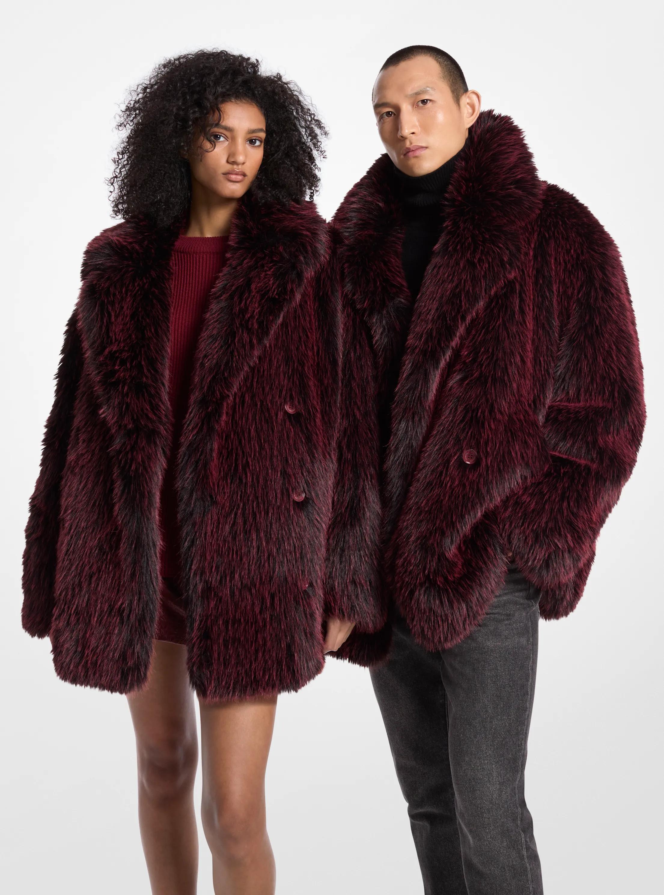Faux Fur Peacoat in DARK BRANDY | Michael Kors