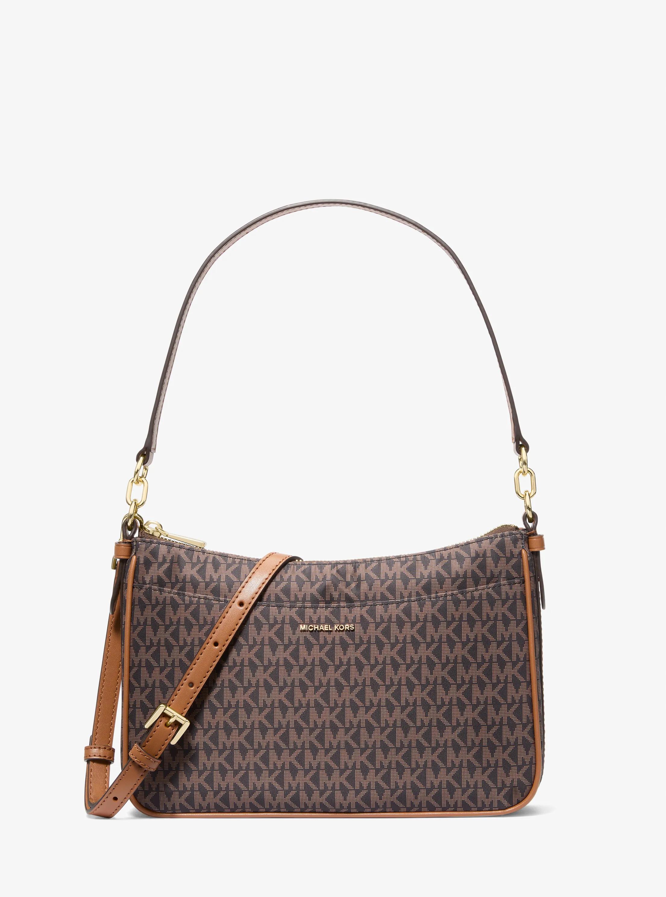 Bolso pochette Jet Set mediano convertible tejido a mano con estampado de logotipo exclusivo in MARR&Oacute;N/BELLOTA | Michael Kors