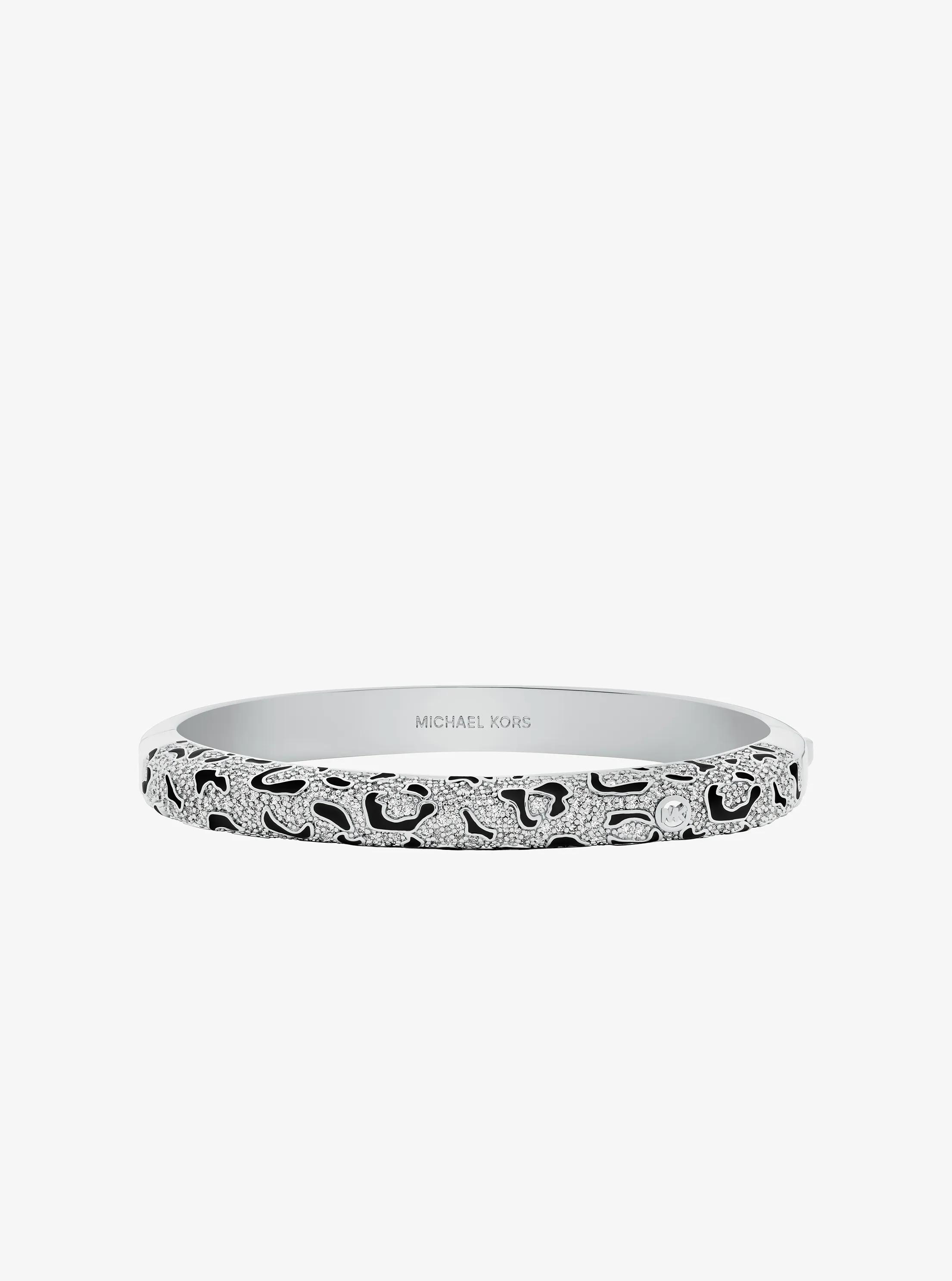 MK Bracelet rigide à motif léopard et à pierres pavées - Argent - Michael Kors