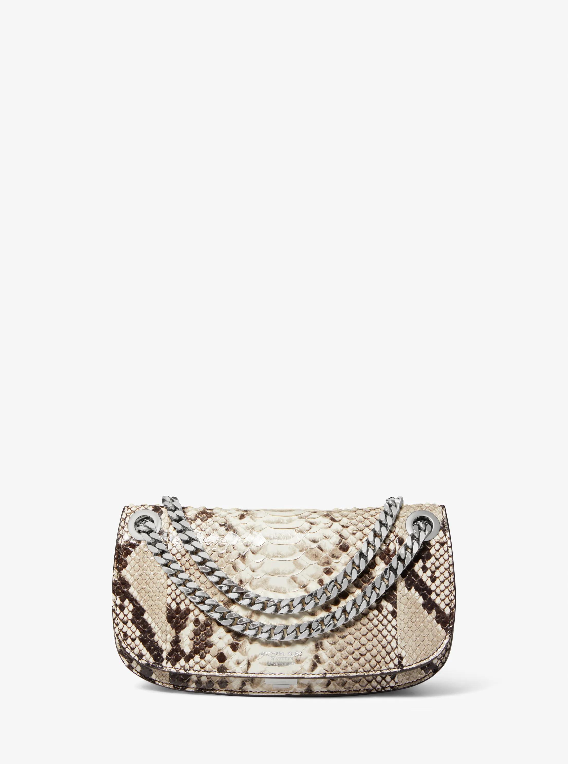 Bolso tipo sobre Christie mini de piel en relieve con motivo de pit&oacute;n