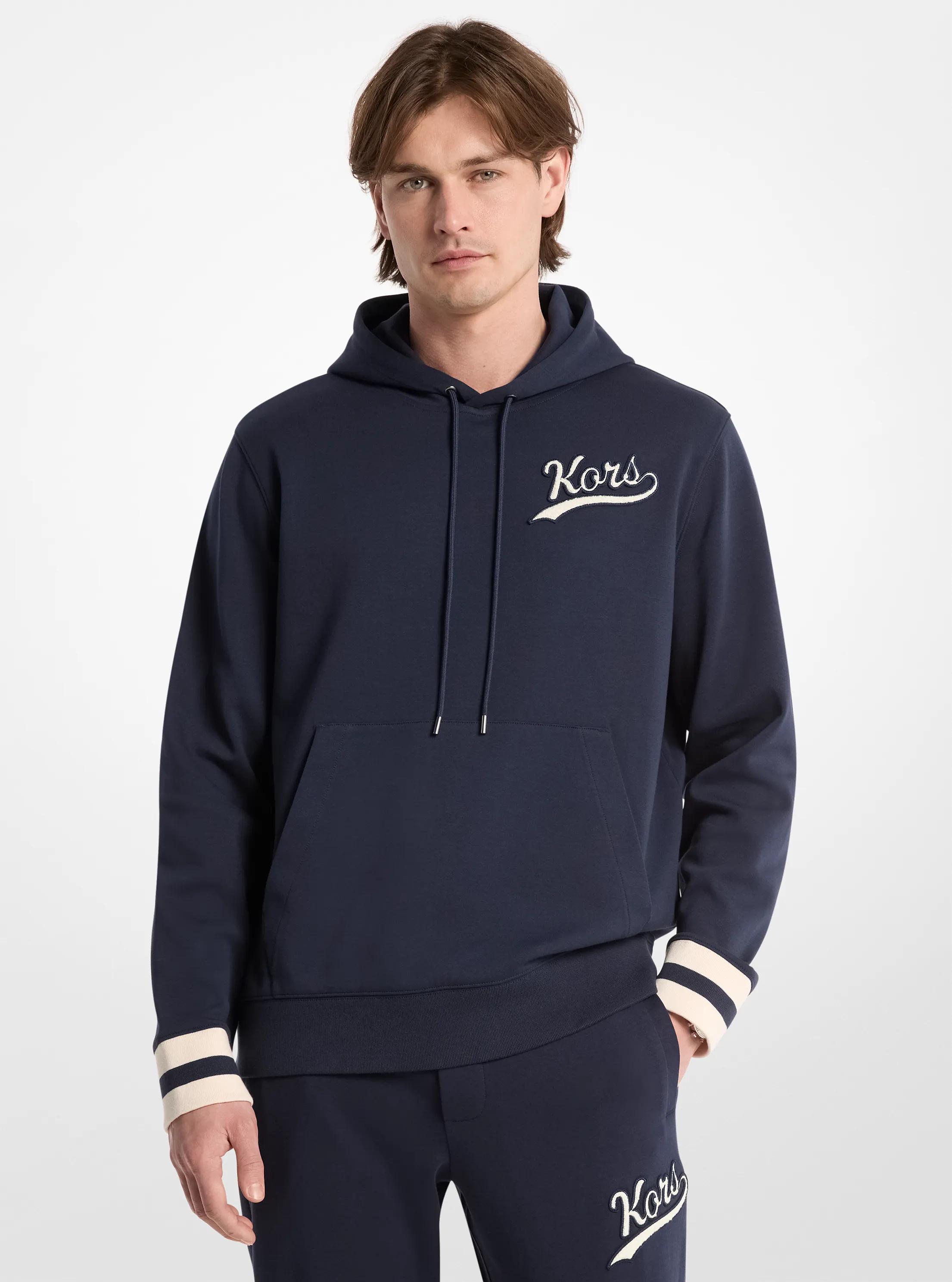 KORS Varsity Knit Cotton Blend Hoodie in MIDNIGHT | Michael Kors