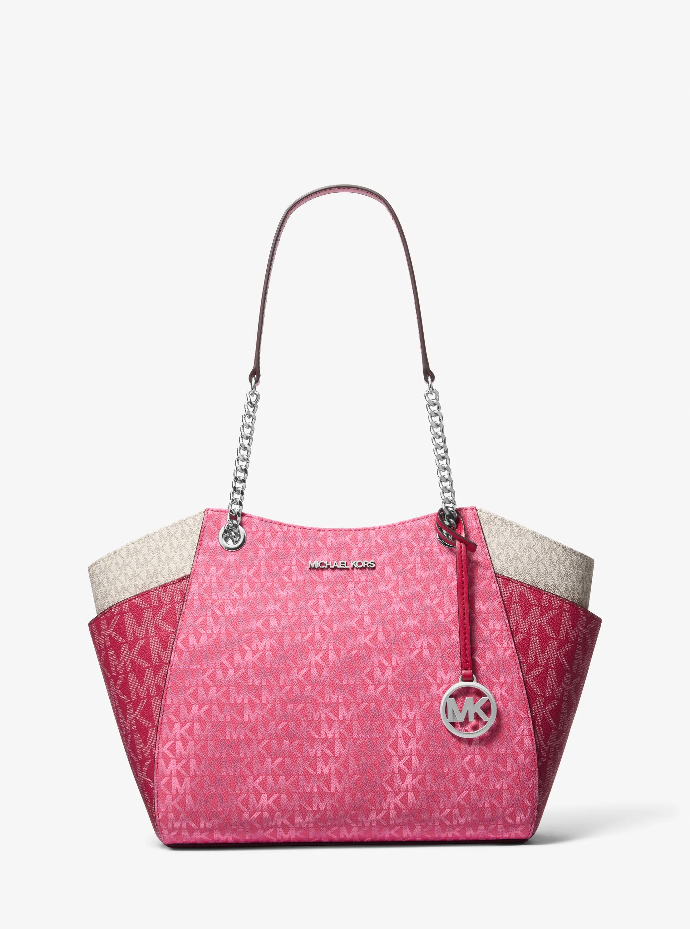 Jet Set Large Color-Block Signature Logo Shoulder Bag in DARK