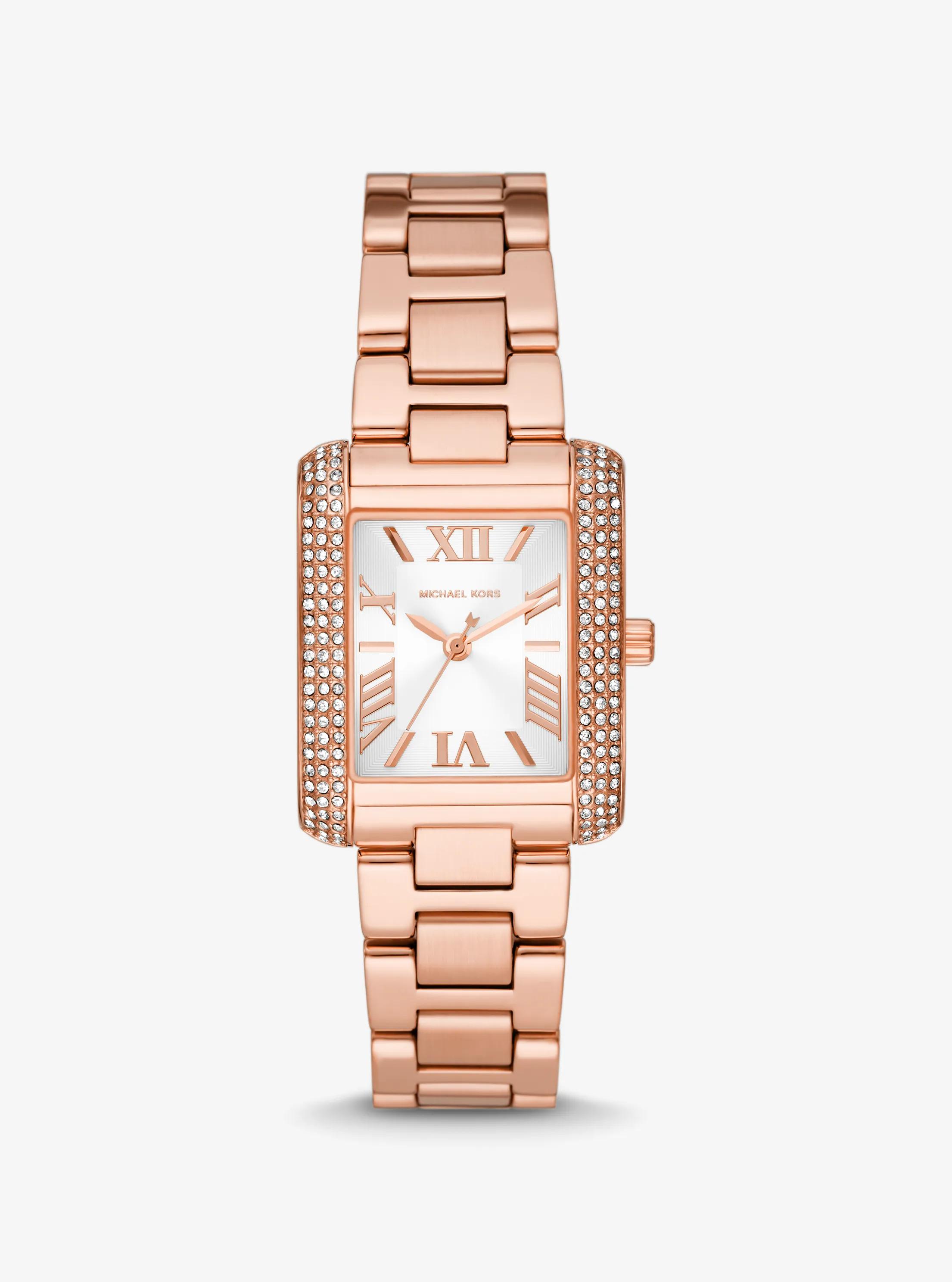 Mini Emery Pav&eacute; Rose-Gold Tone Watch in ROSE GOLD | Michael Kors