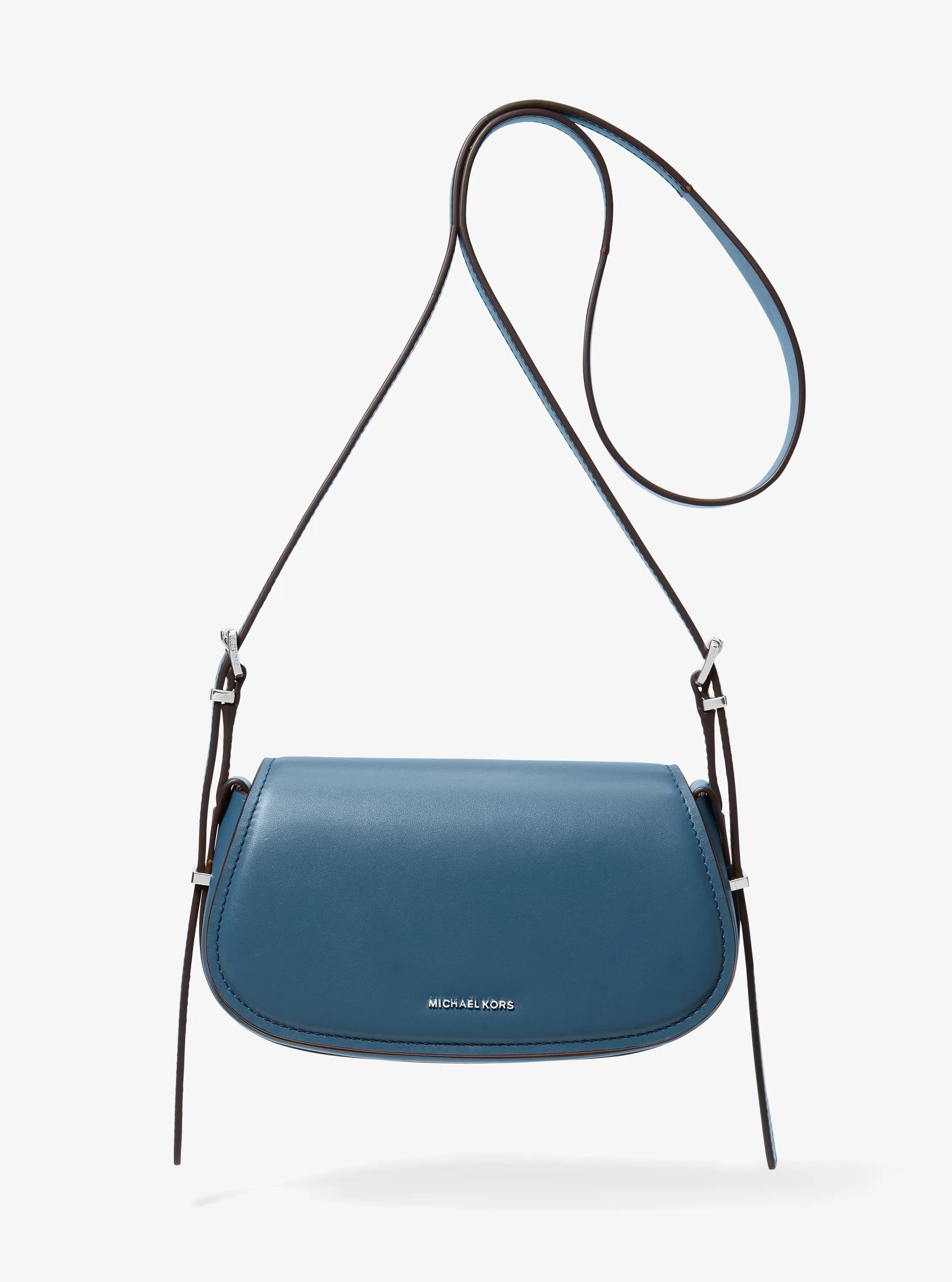 Geantă crossbody Lydia mică din piele de culoare CHEMBRICĂ ÎNCHISĂ