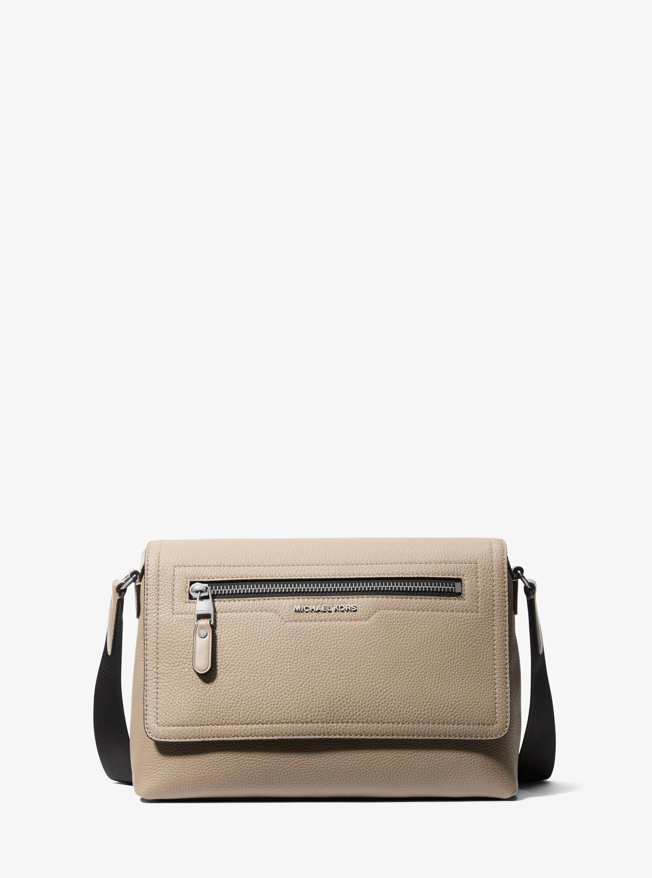 Hudson Small Pebbled Leather Messenger Bag in BIRCH | Michael Kors