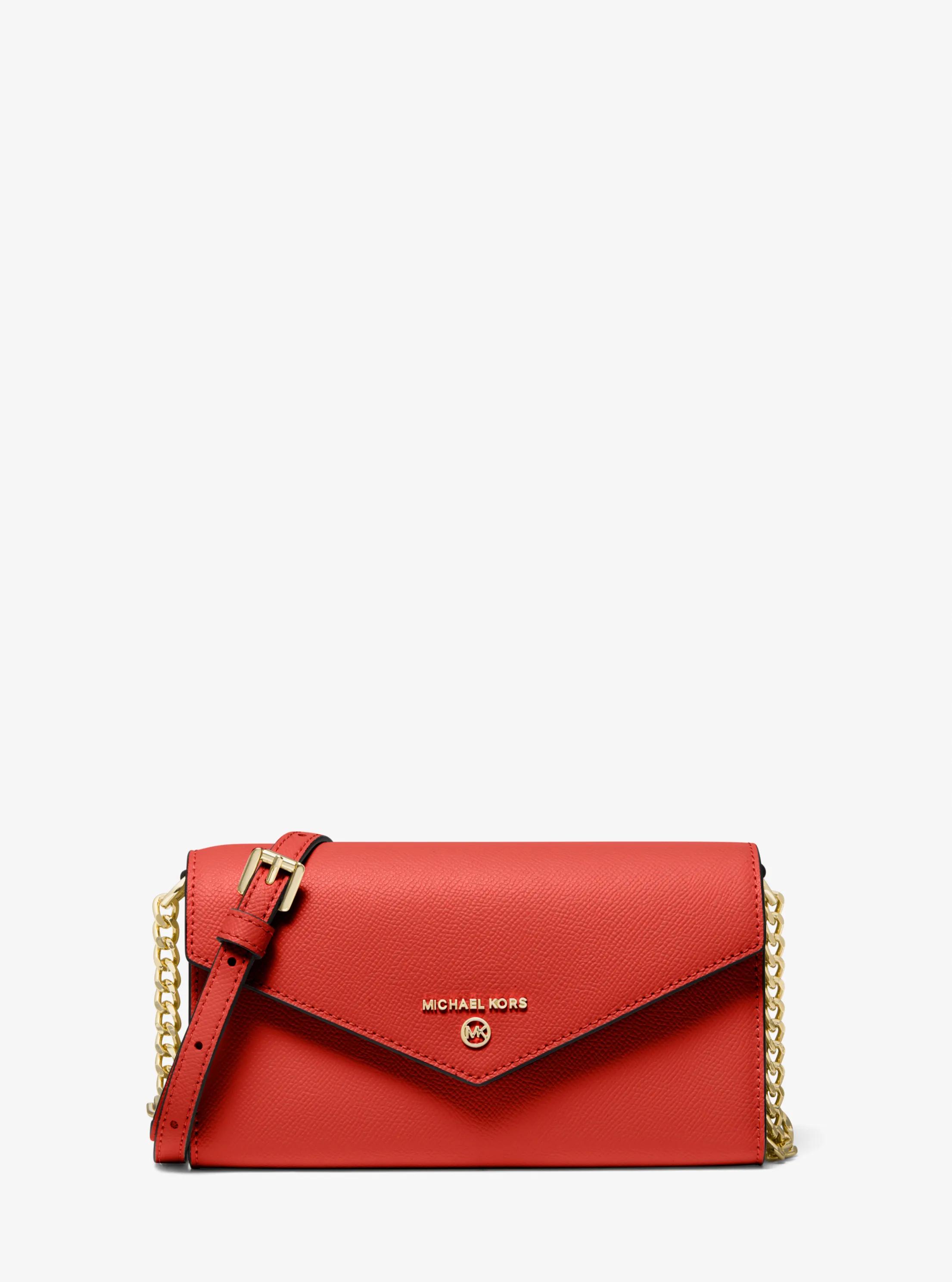 Large Crossgrain Leather Smartphone Convertible Crossbody Bag in BR TERRACTTA | Michael Kors