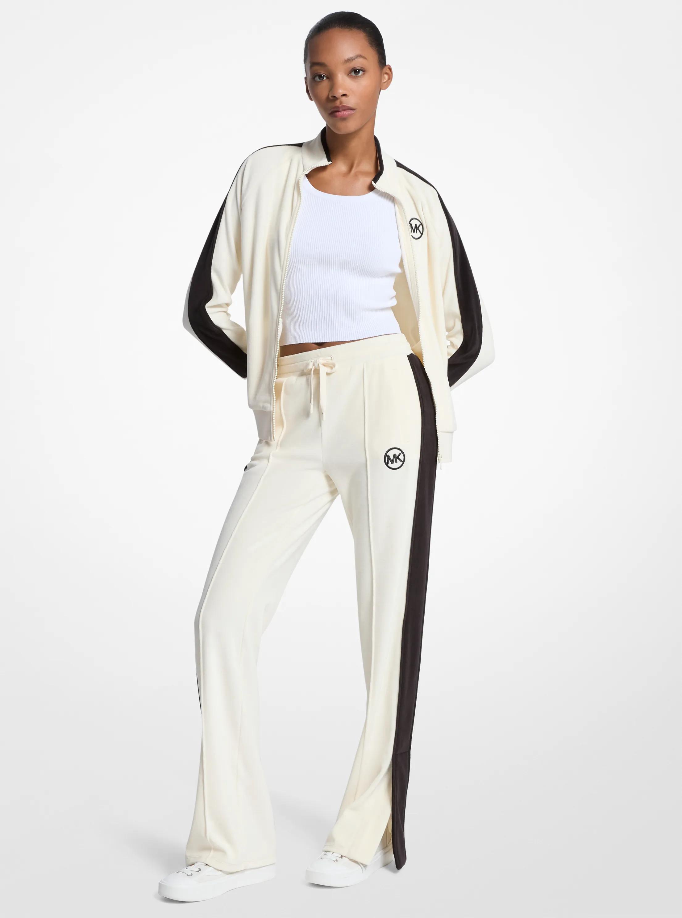 Stripe Velour Track Pants in BONE | Michael Kors